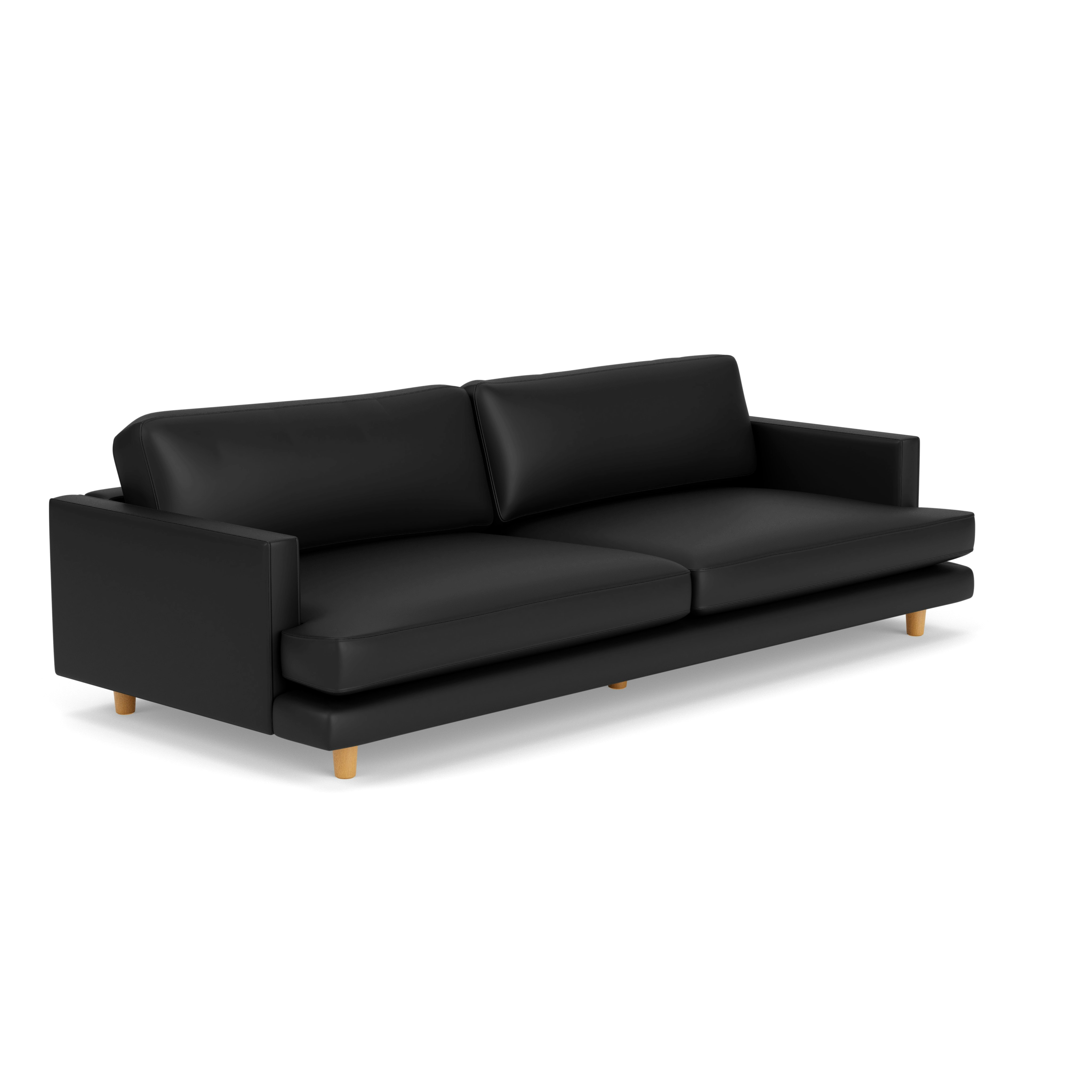 D'Urso Sofa - Volo Leather, Black, Clear Oak