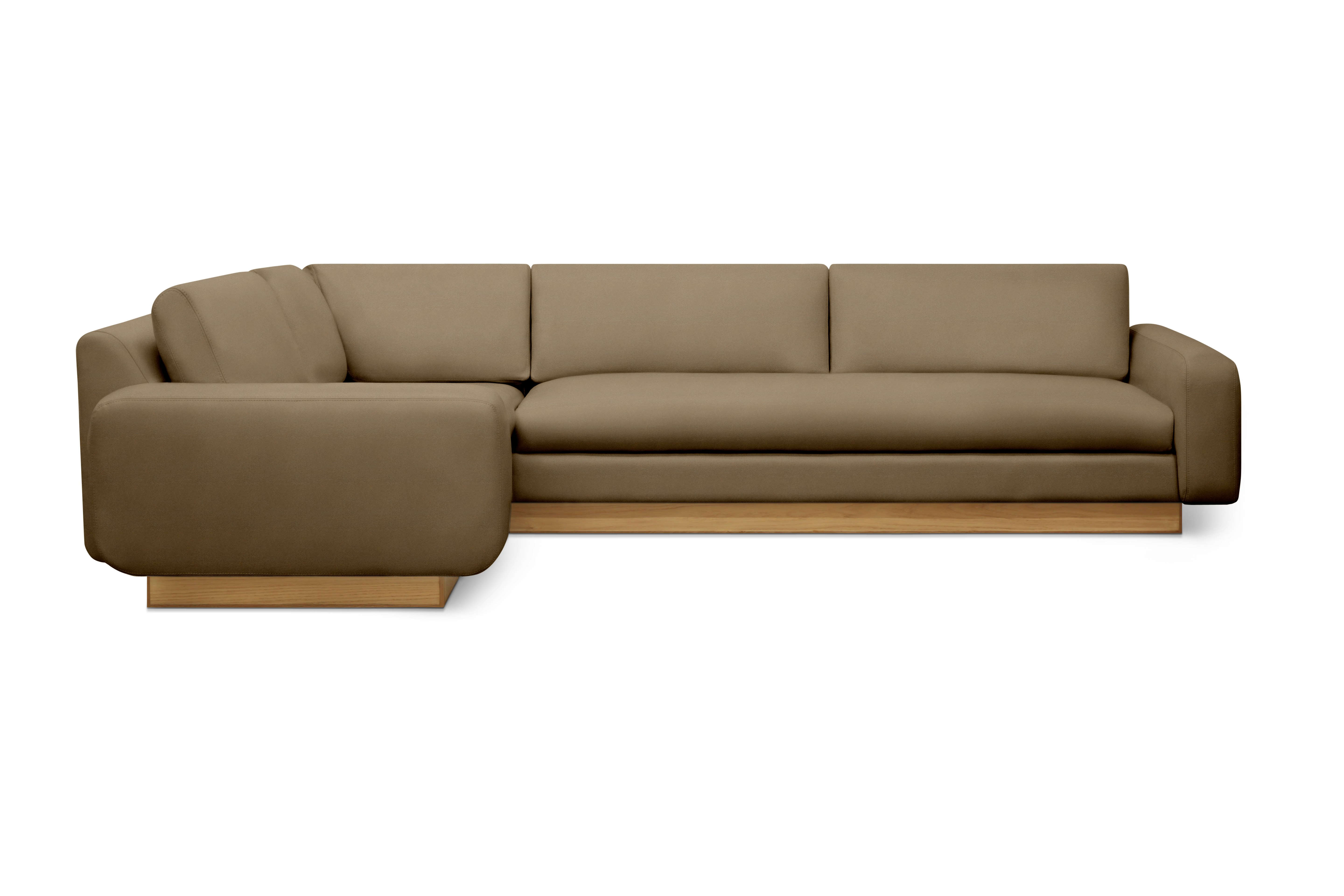Mesa Corner Sectional - Left,  Marquis Velvet,  Cocoa,  Oak