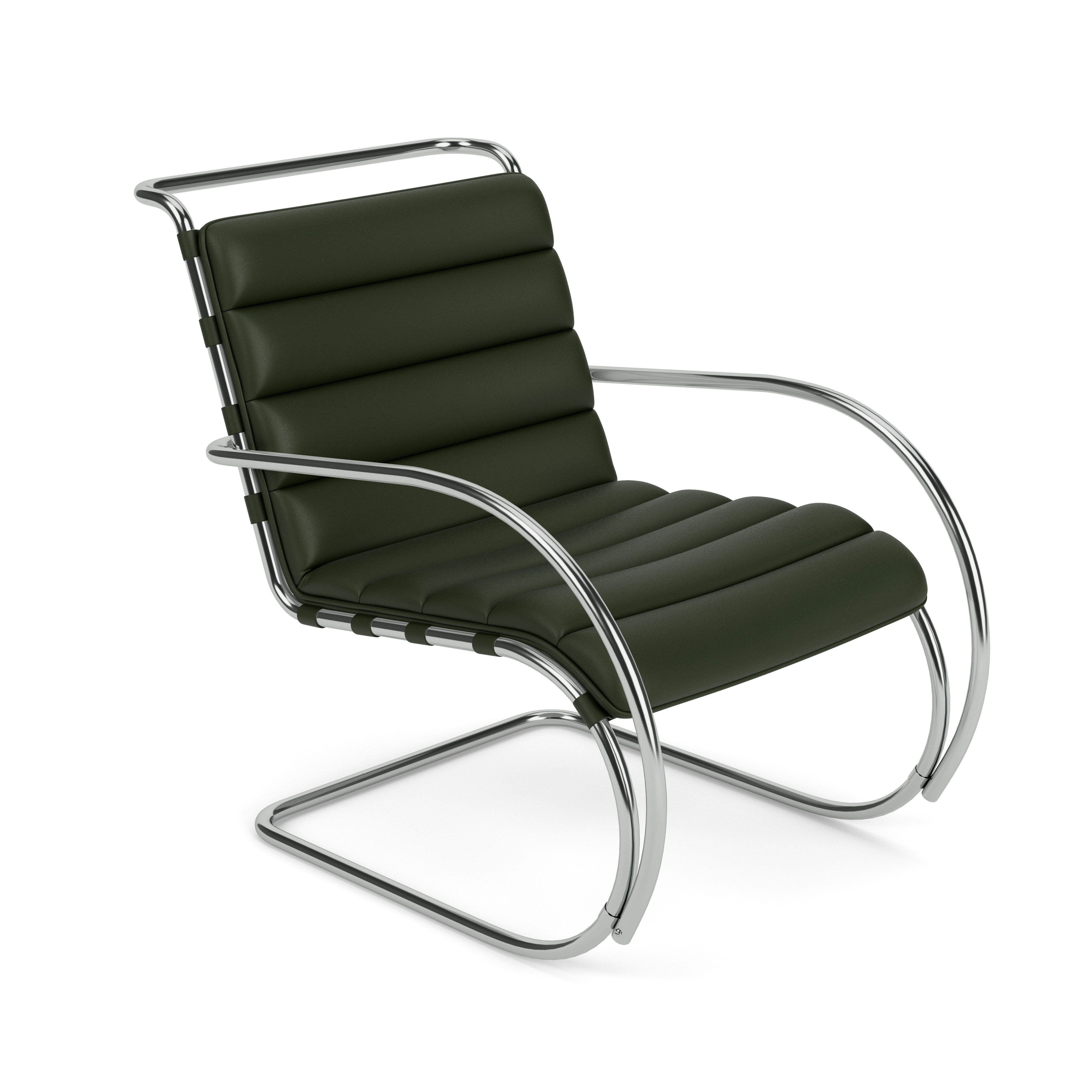 MR Lounge Chair - Armchair, Volo Leather, Arbor Shade, Polished Chrome