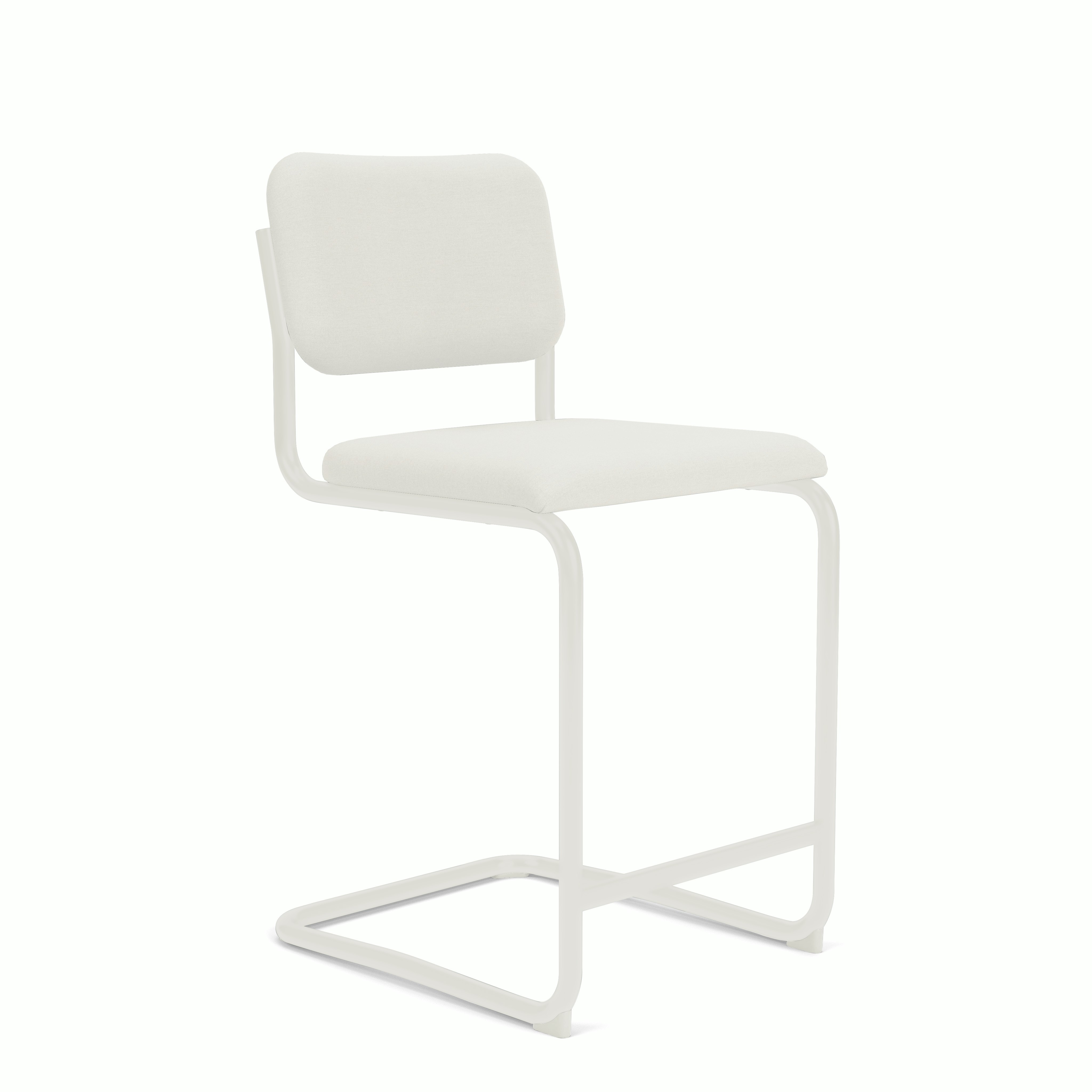 Cesca Upholstered Stool - Counter Height ,  Fully upholstered,   hourglass,  air,  white frame