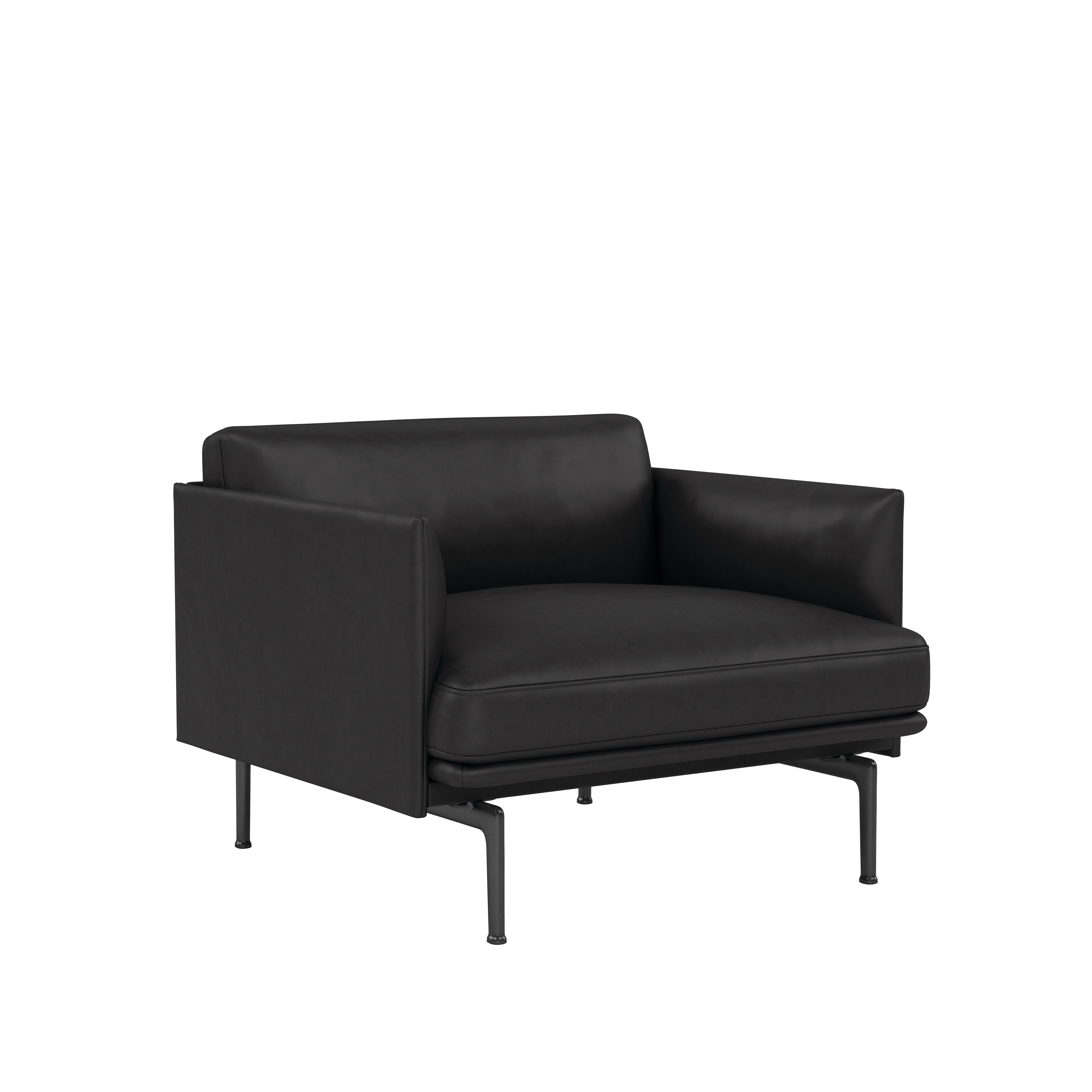 Outline Studio Armchair - Refine Leather,  Black