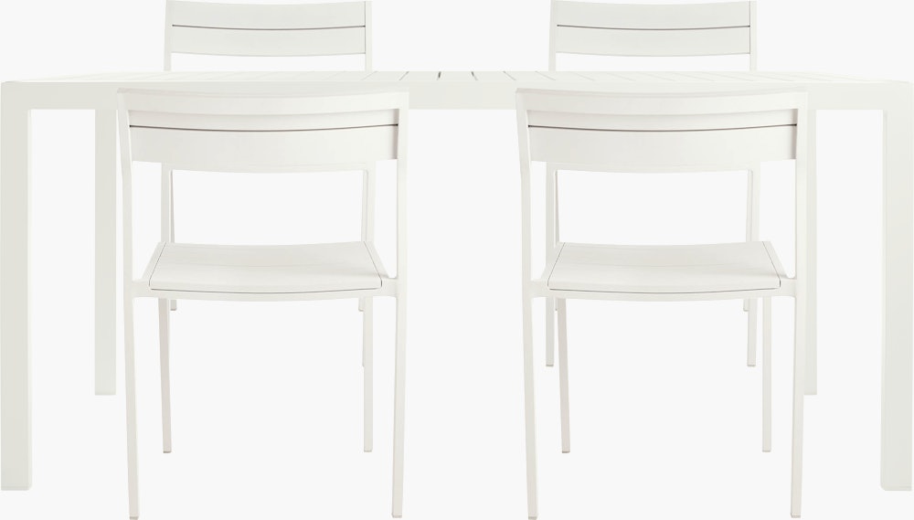 Eos Dining Set - Rectangular Table & 4 Side Chairs,  White