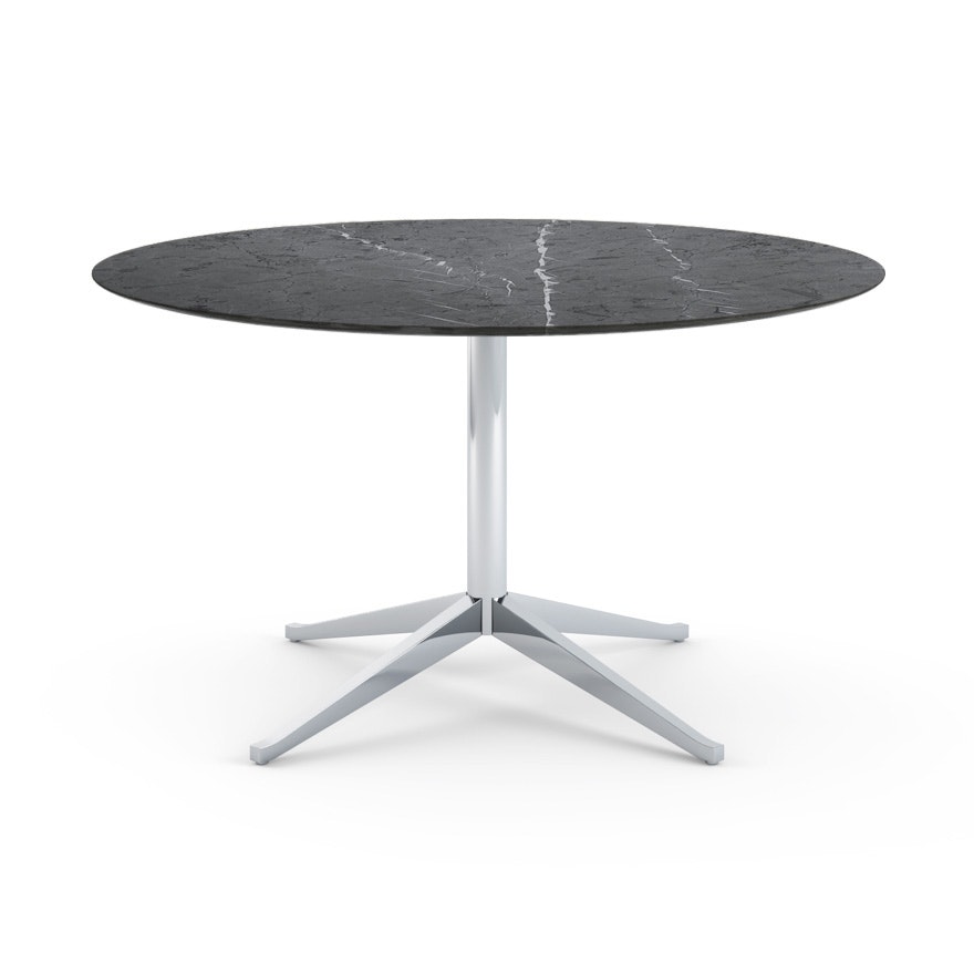 Florence Knoll Table Desk - Round, 54", Satin Grigio Marquina, Polished Chrome