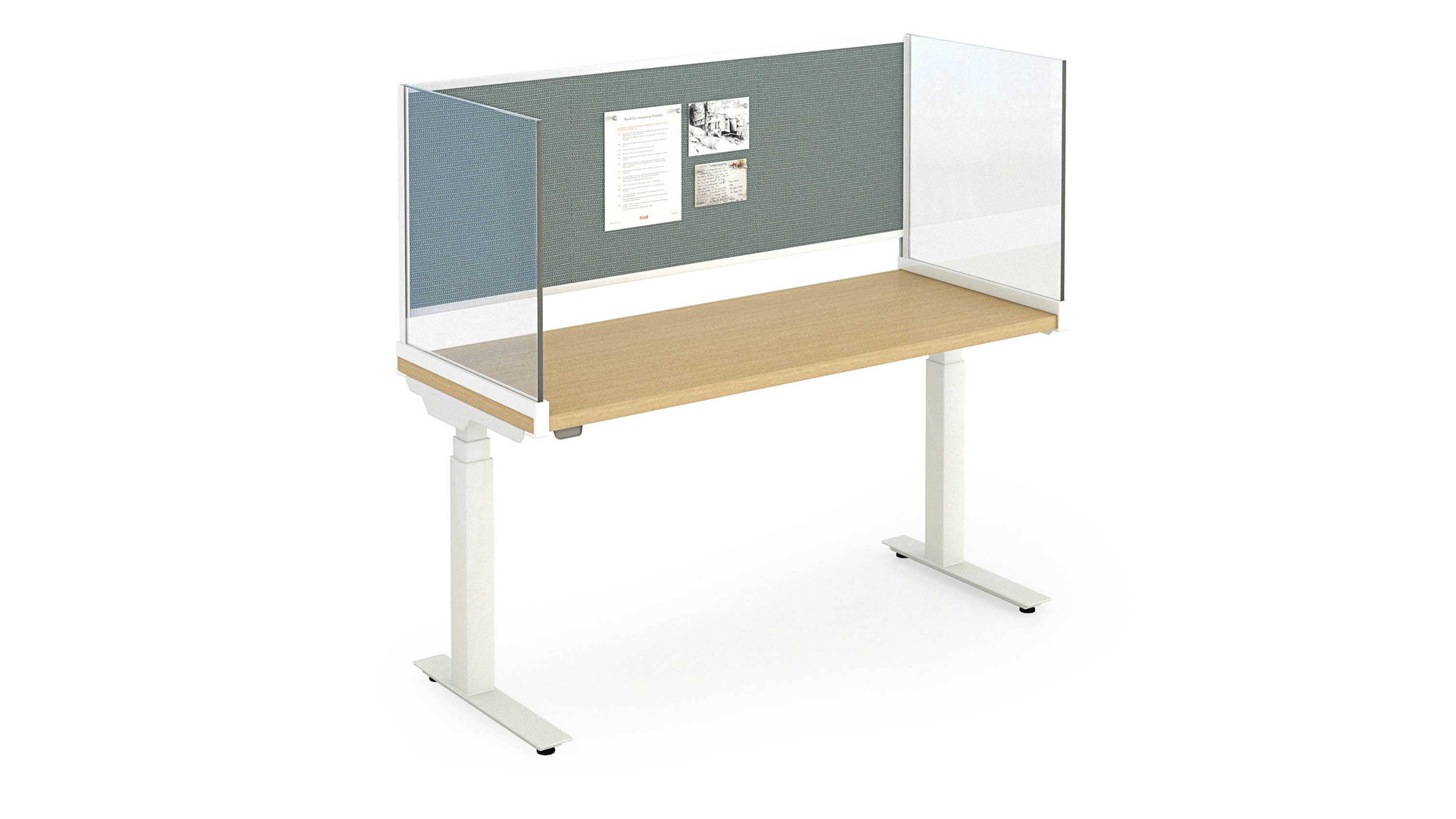 antenna desk surround fabric back panel with glass and screens