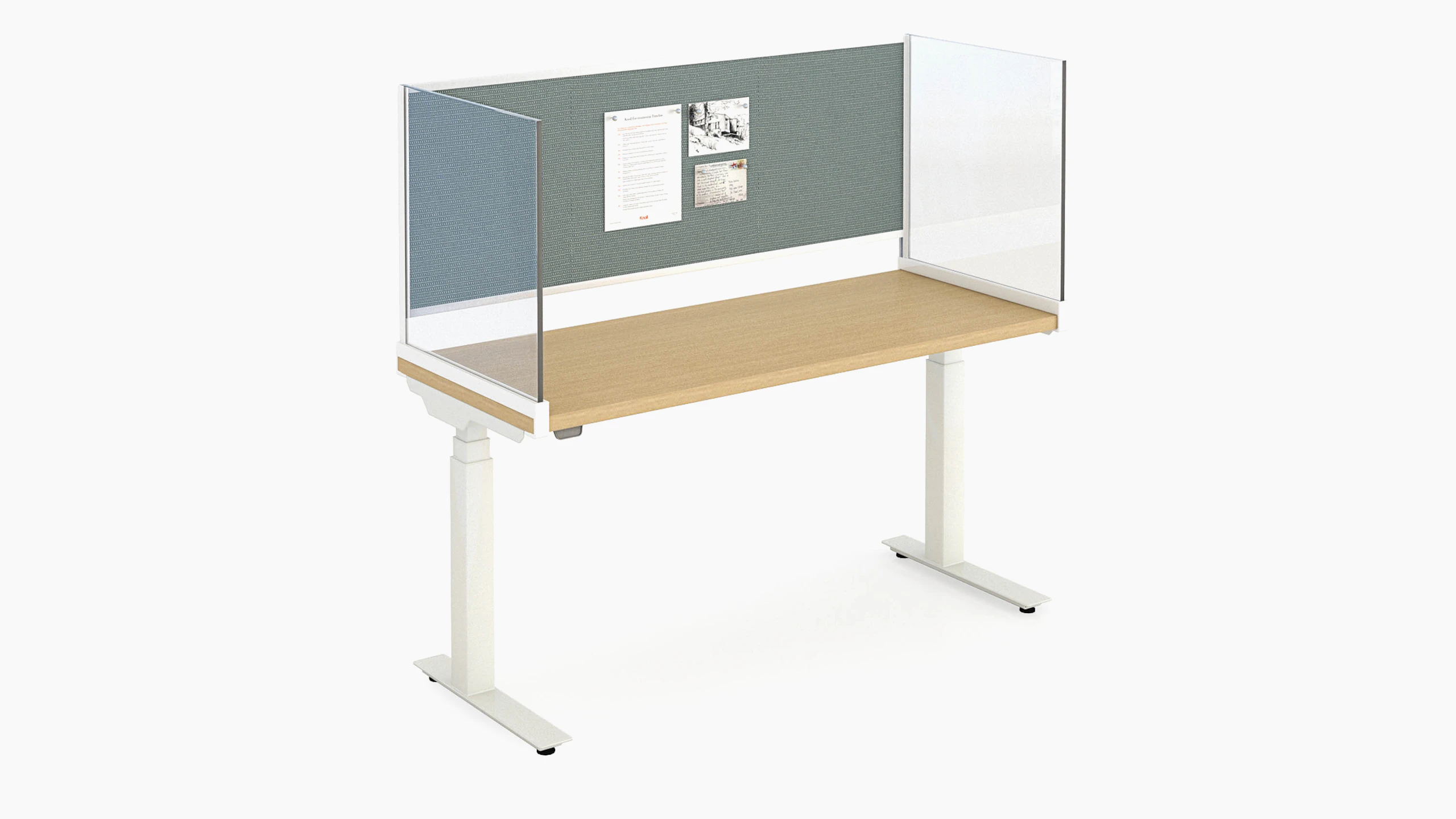 antenna desk surround fabric back panel with glass and screens