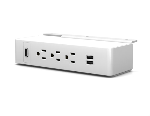 Table Undermount Electrical Outlet, 311, White Body/White Bracket Table Undermount Electrical Outlet, 311, White Body/White Bracket