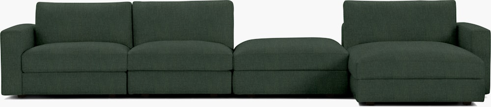 Reid Sectional - Sectional With Ottoman,  Right,  Crypton Robusta,  Basil,  1" Block"