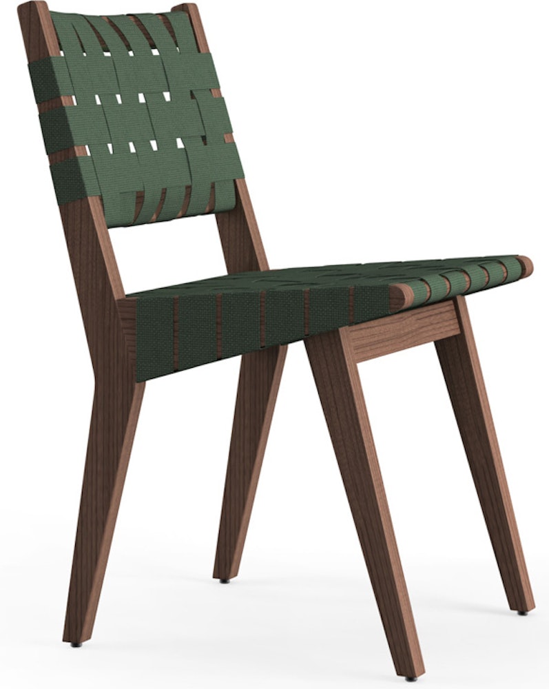 Risom Side Chair - Forest Green Cotton, Light Walnut
