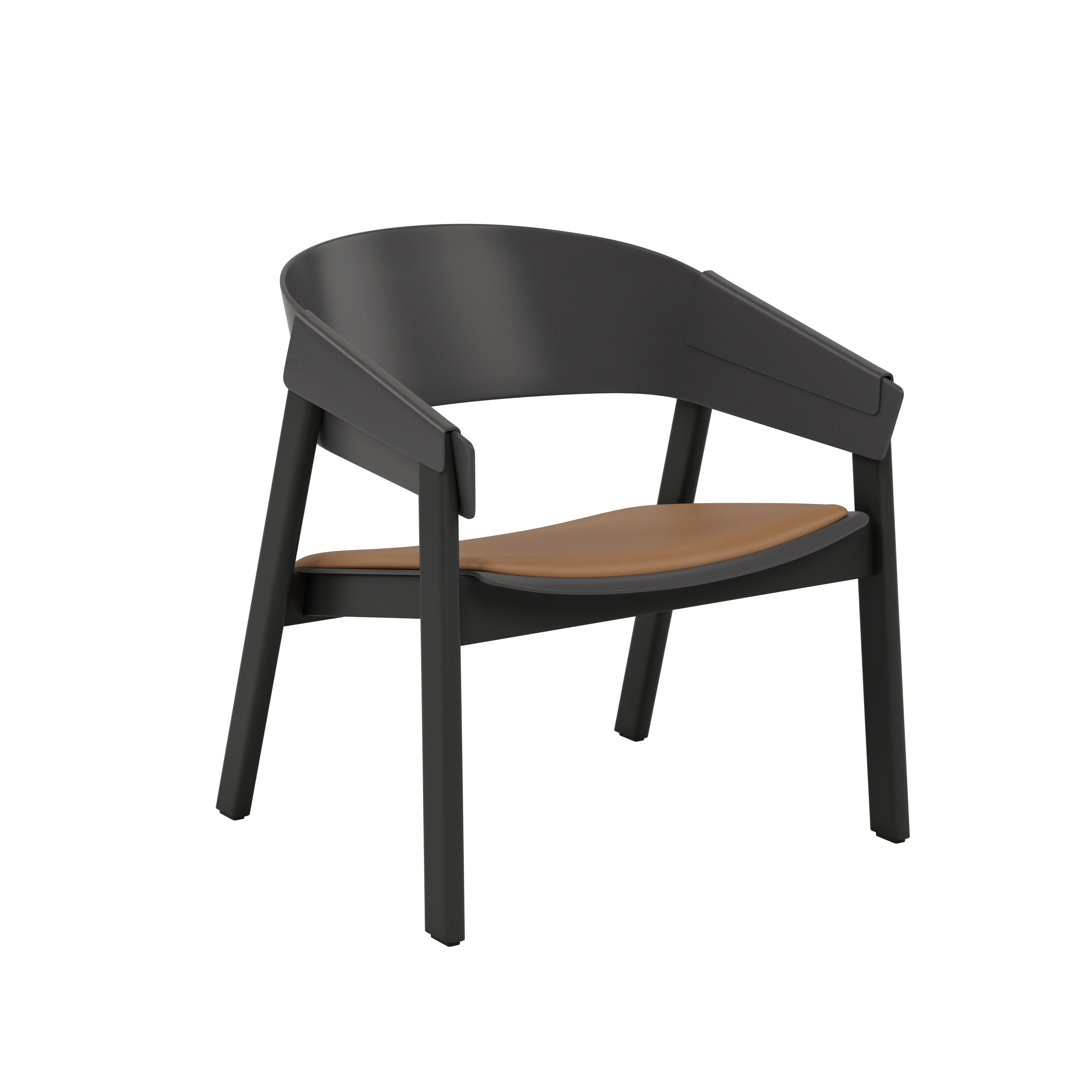 Cover Lounge Chair, Black oak, Refine leather cognac