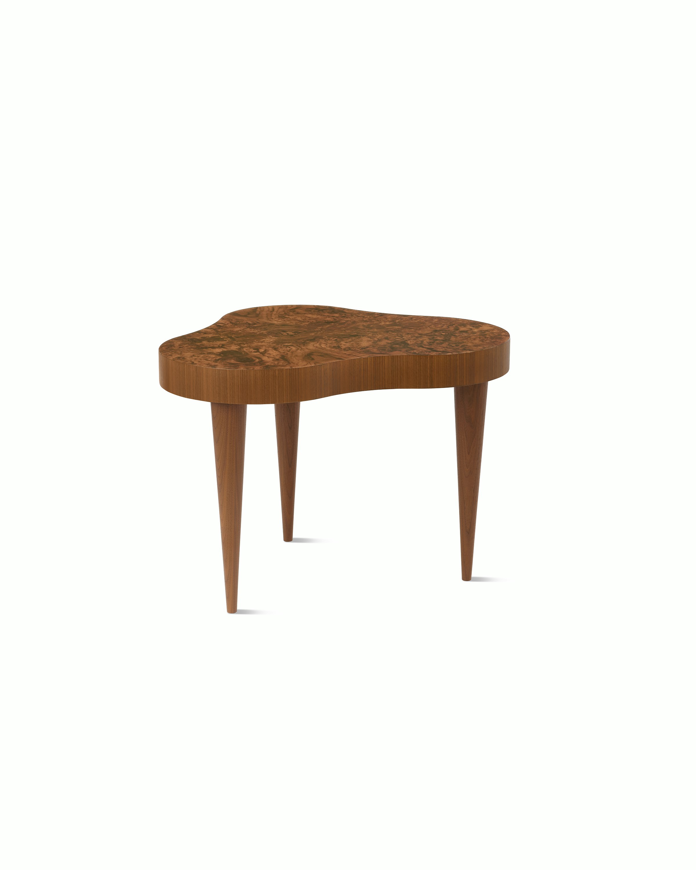 Rohde Paldao side table in walnut burl front view