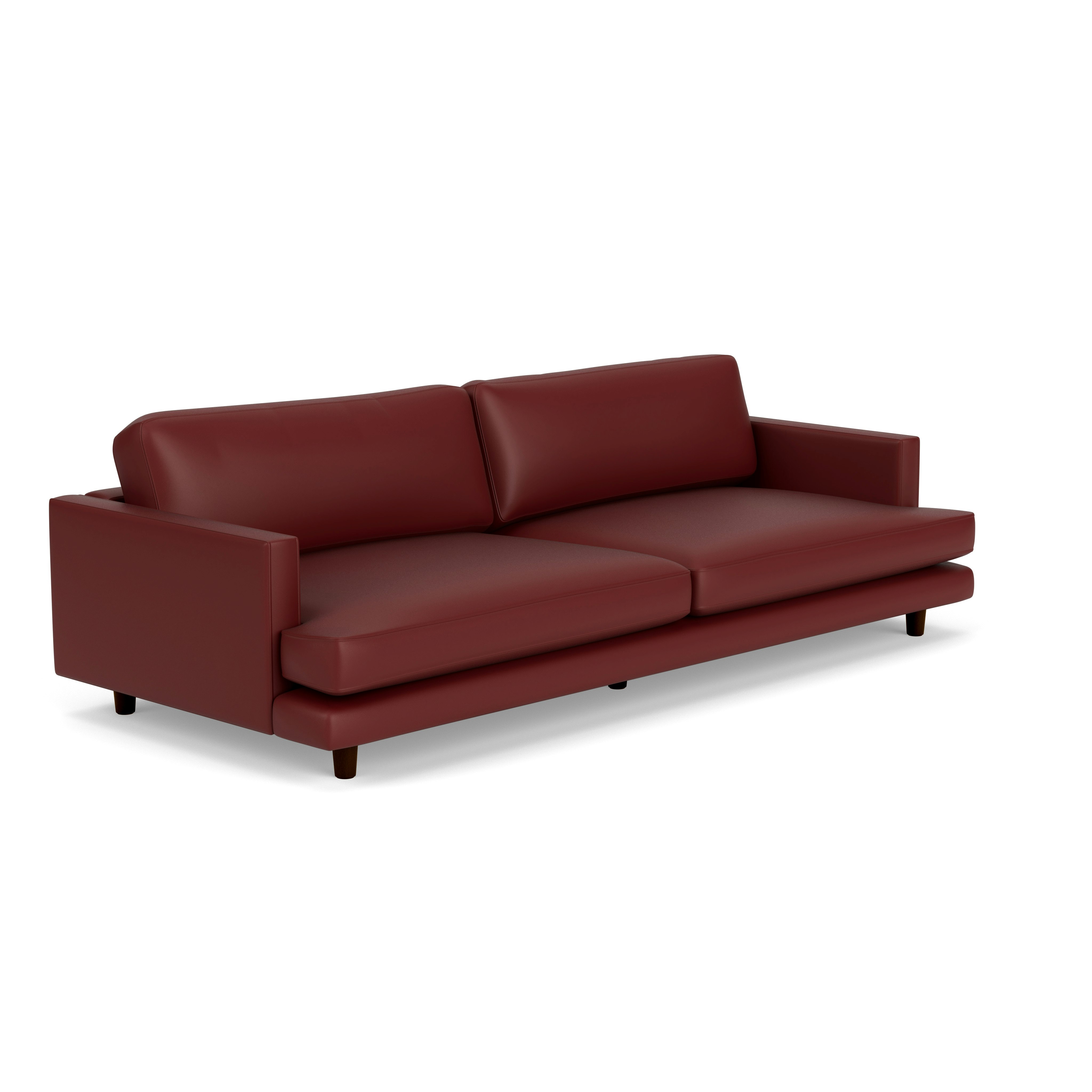 D'Urso Sofa - Volo Leather, Russet, Burnt Walnut on Oak