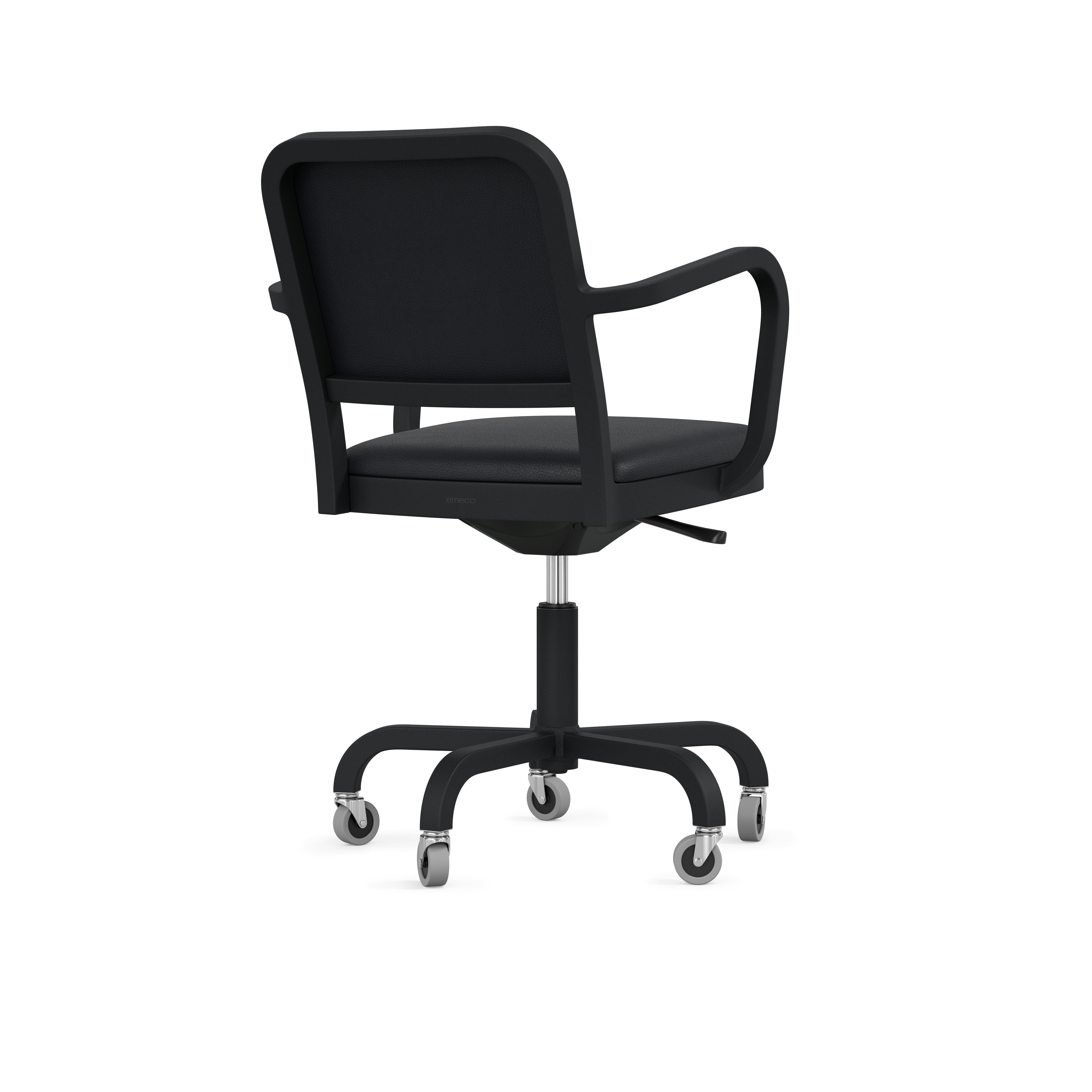 Navy Officer Task Chair - Black, Volo Leather, Black, Arms