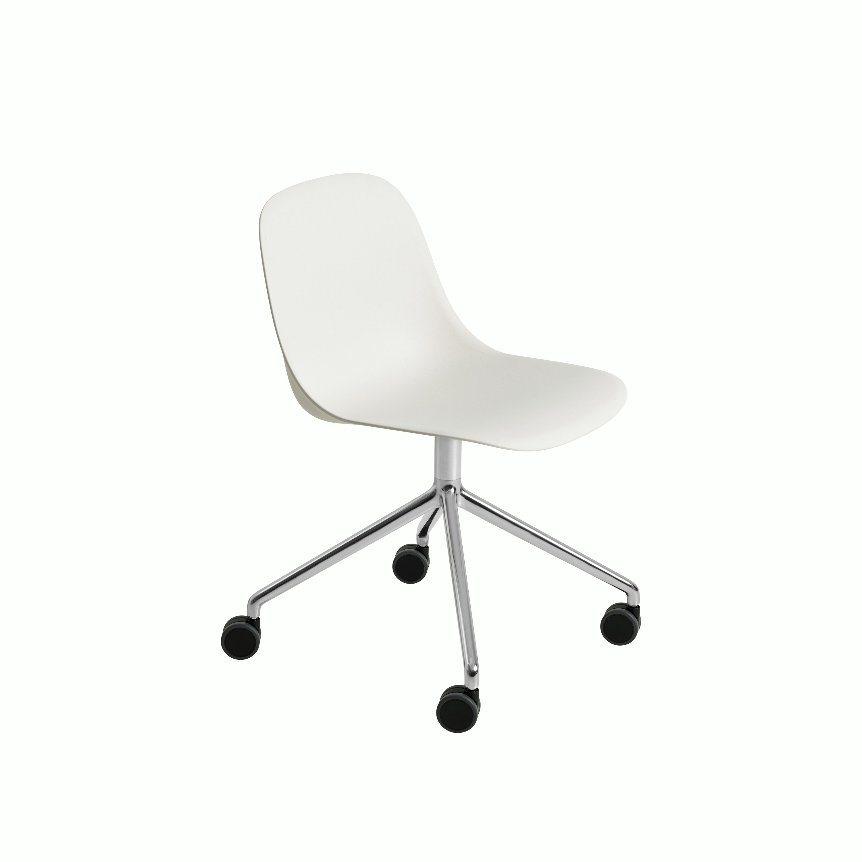 Fiber side chair swivel castors natural white pol