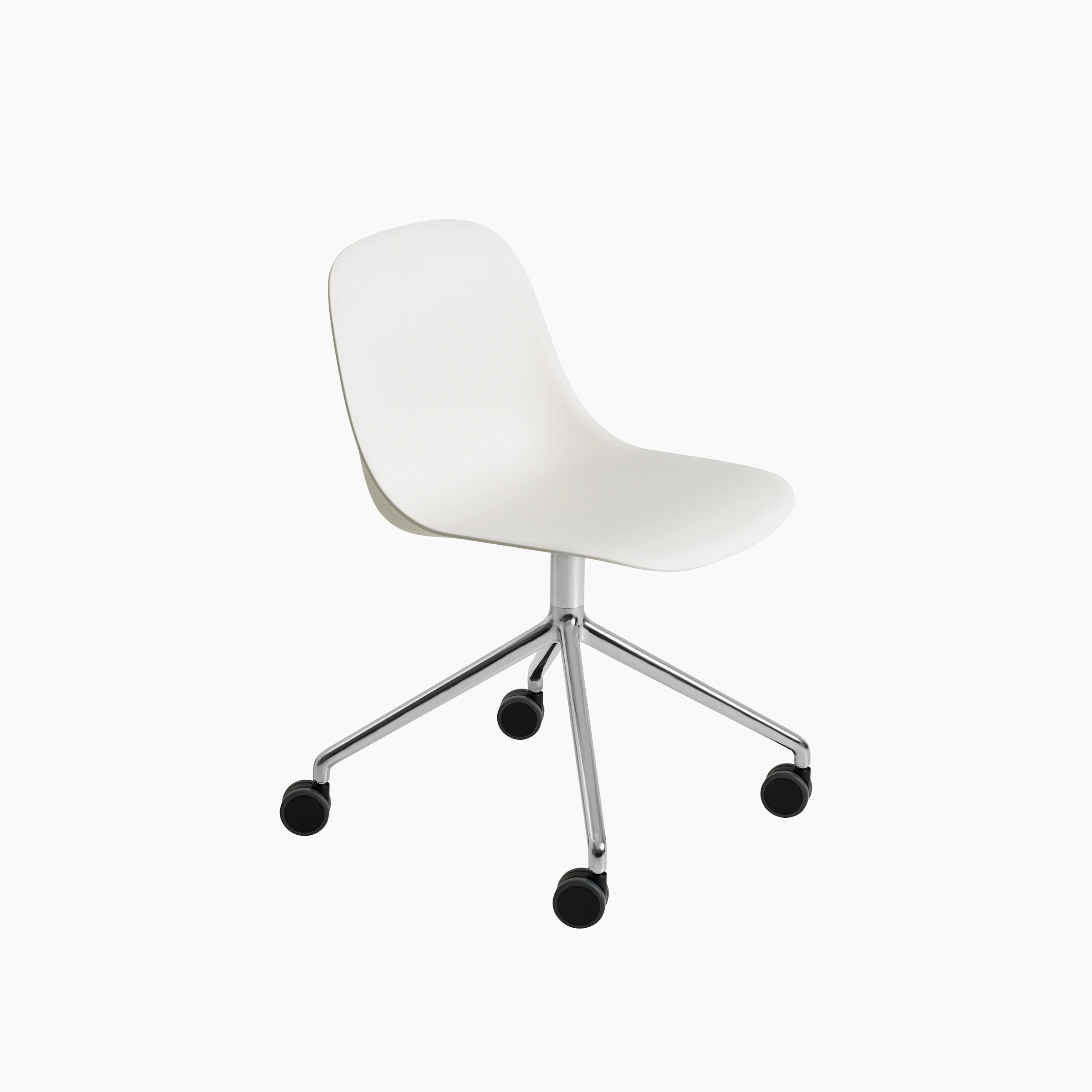 Fiber side chair swivel castors natural white pol