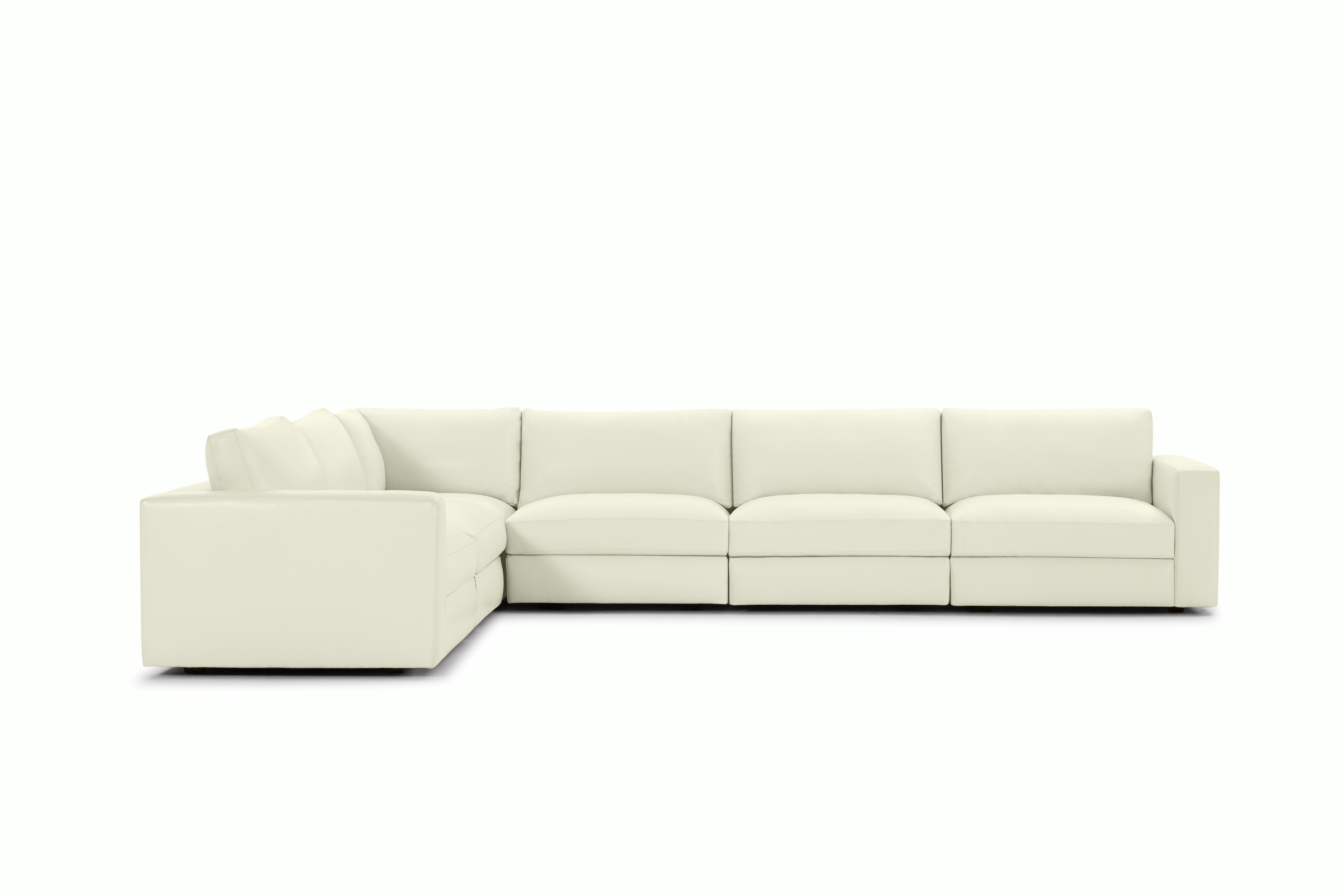Reid Corner Sectional - L-Shaped Six Seater Sectional,  Standard,  Vienna Leather,  Powder,  1" Block"