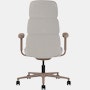 Rear view of a high-back Asari chair by Herman Miller in light brown with height adjustable arms.