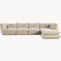 Pillo Sectional -  Right,  Five Seater with Ottoman,  Standard or Deep,  Haven,  Ivory
