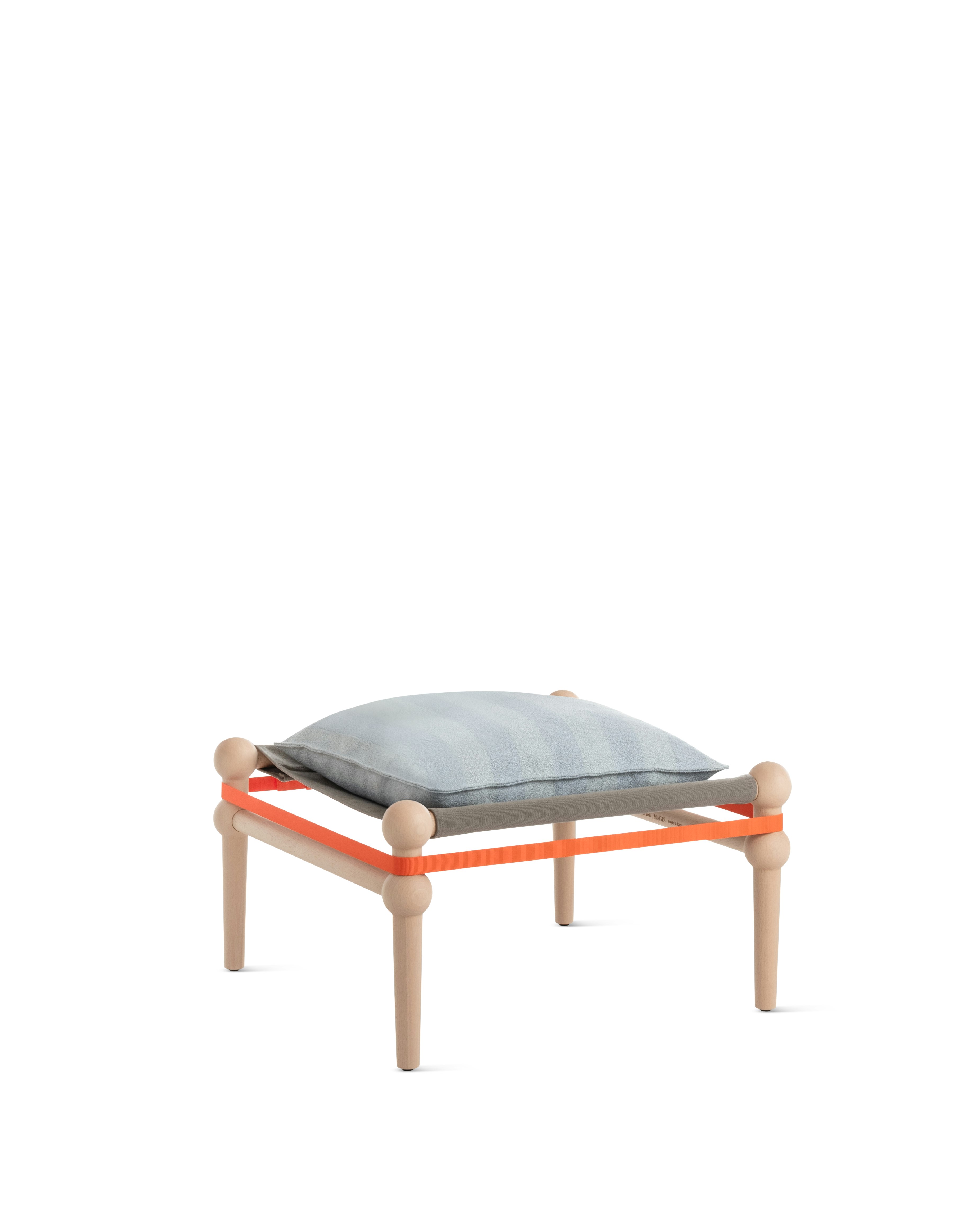 Twain Footstool in Acca Light Blue and Natural Beech