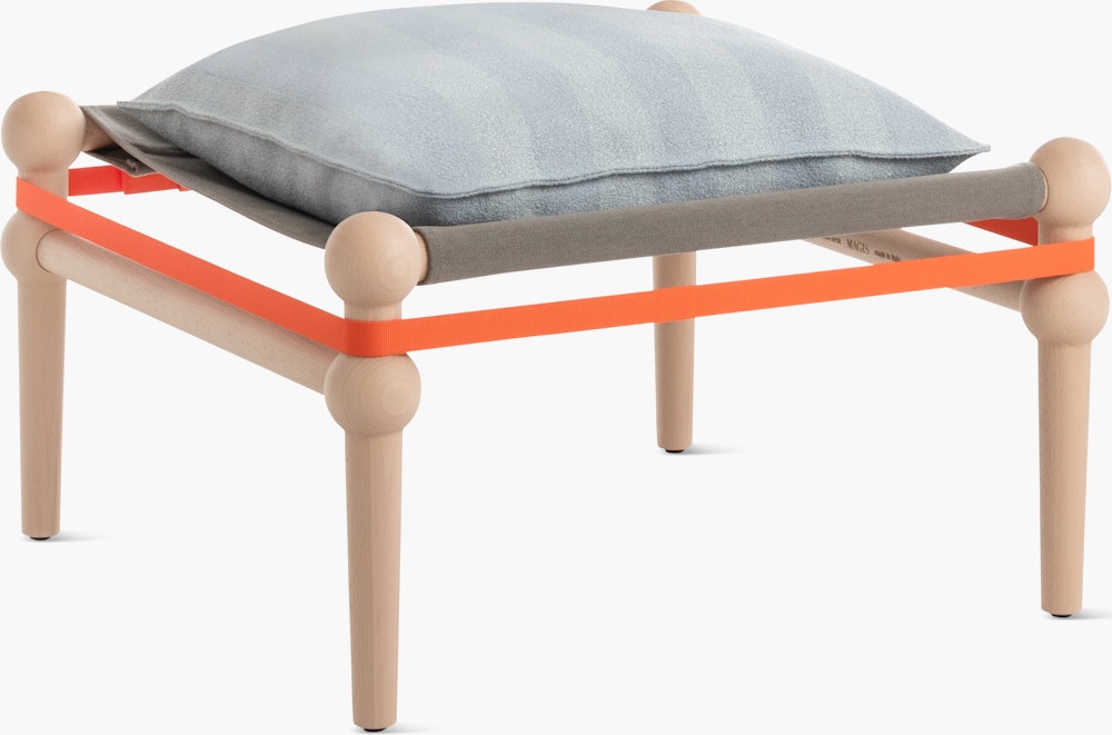 Twain Footstool in Acca Light Blue and Natural Beech
