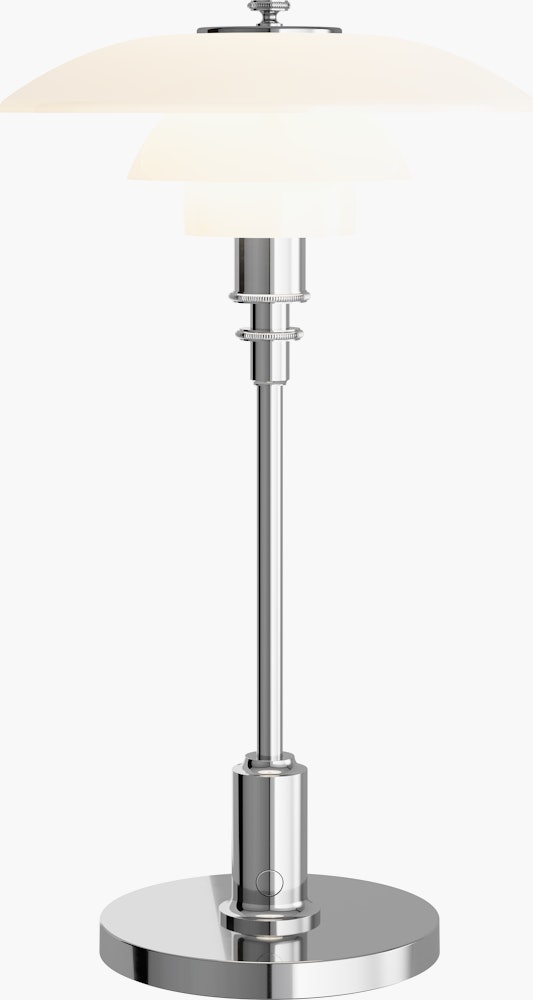 PH 2-1 Portable Light - 7.9 x 14.2 x 5.1, Glass / Chrome Plated, White Opal