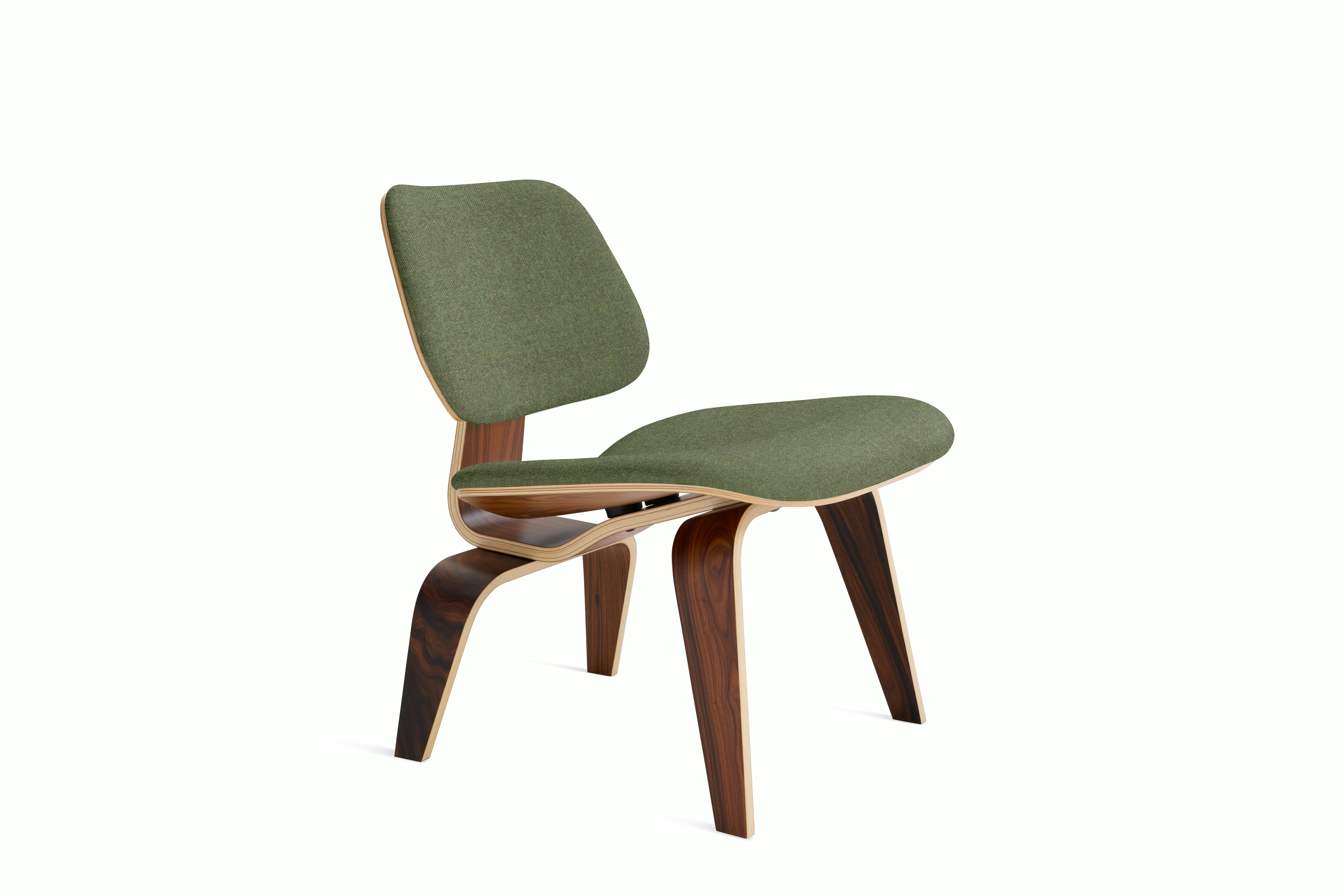 Eames Molded Plywood Lounge Chair Wood Base (LCW) - Upholstered,  Ebony,  Beck,  030 Woodlet