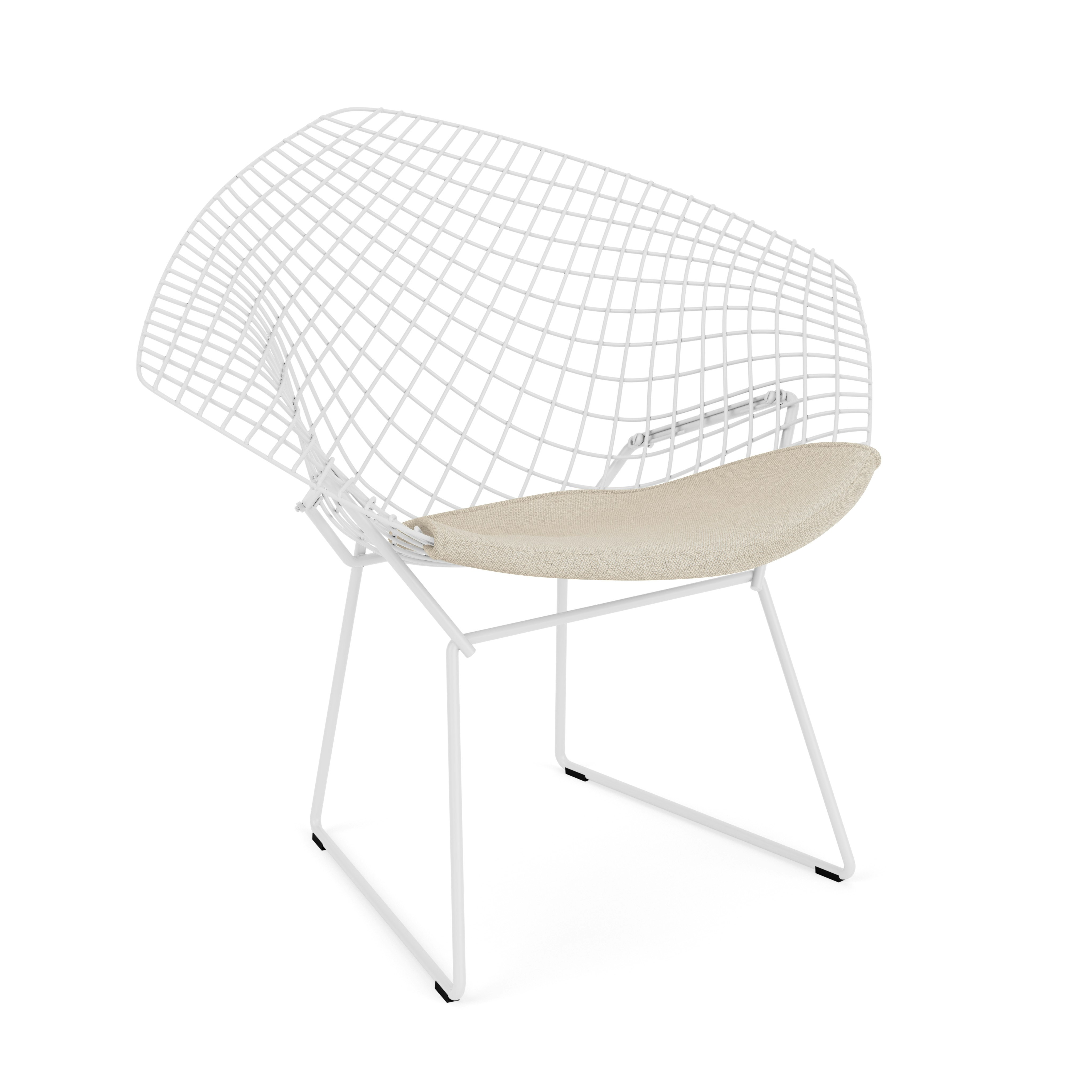 Bertoia Diamond Chair, White, Seat Pad, Hourglass, Sandbar