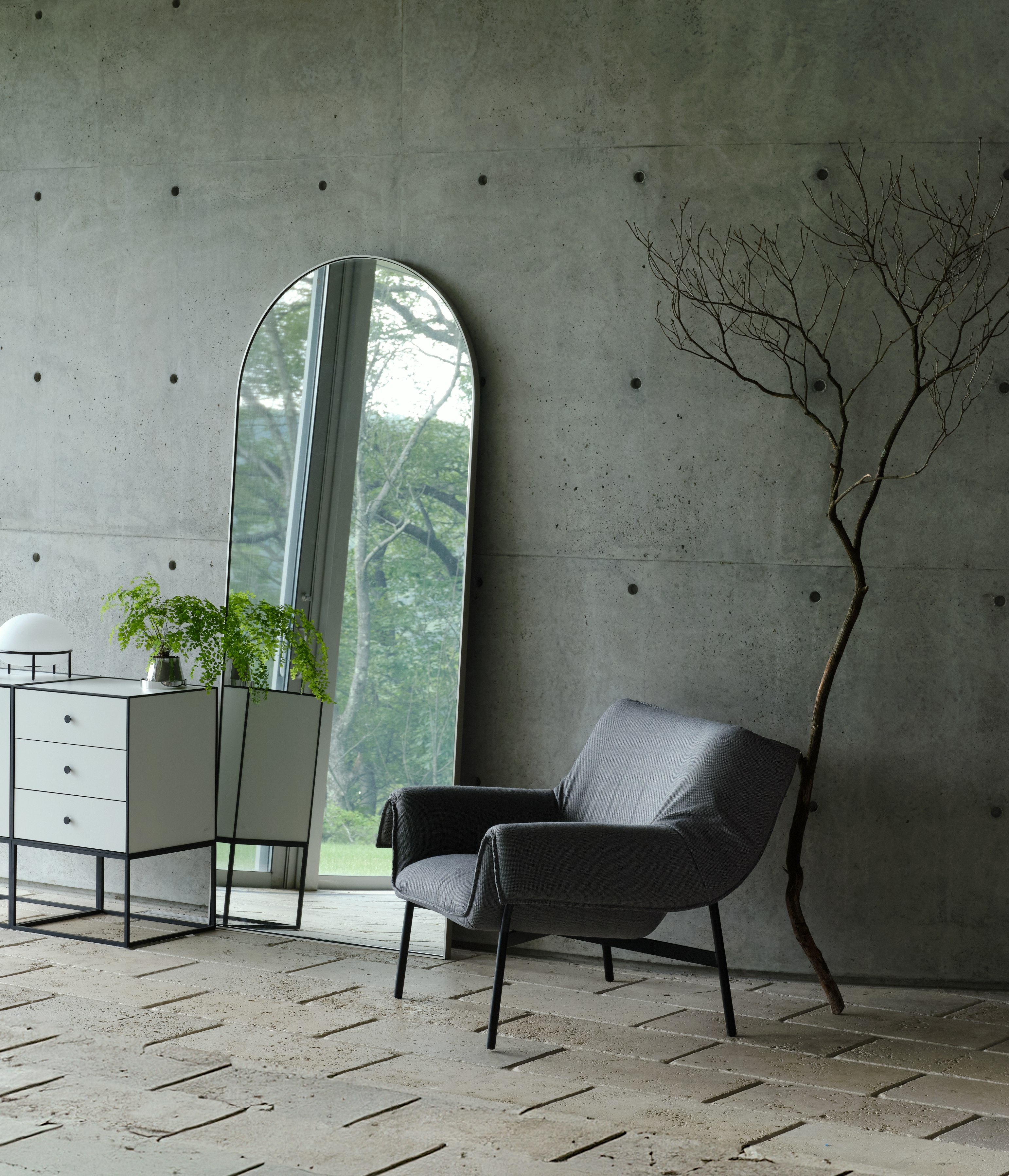Frame Sideboard, Kauffmann Mirror  and Wrap Lounge Chair