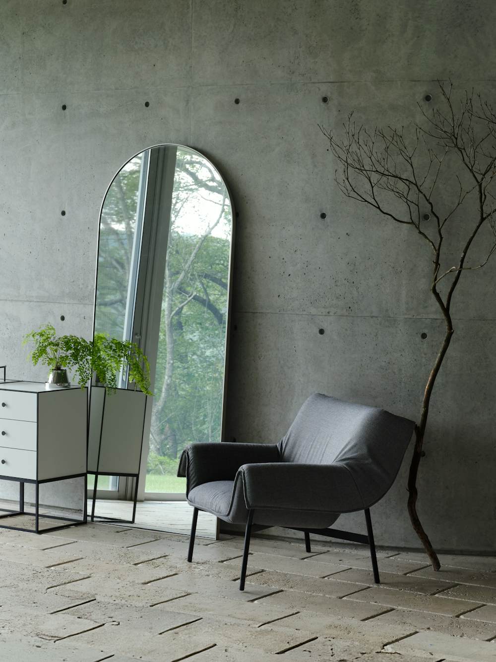 Frame Sideboard, Kauffmann Mirror  and Wrap Lounge Chair