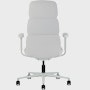 Rear view of a high-back Asari chair by Herman Miller in light grey with height adjustable arms.