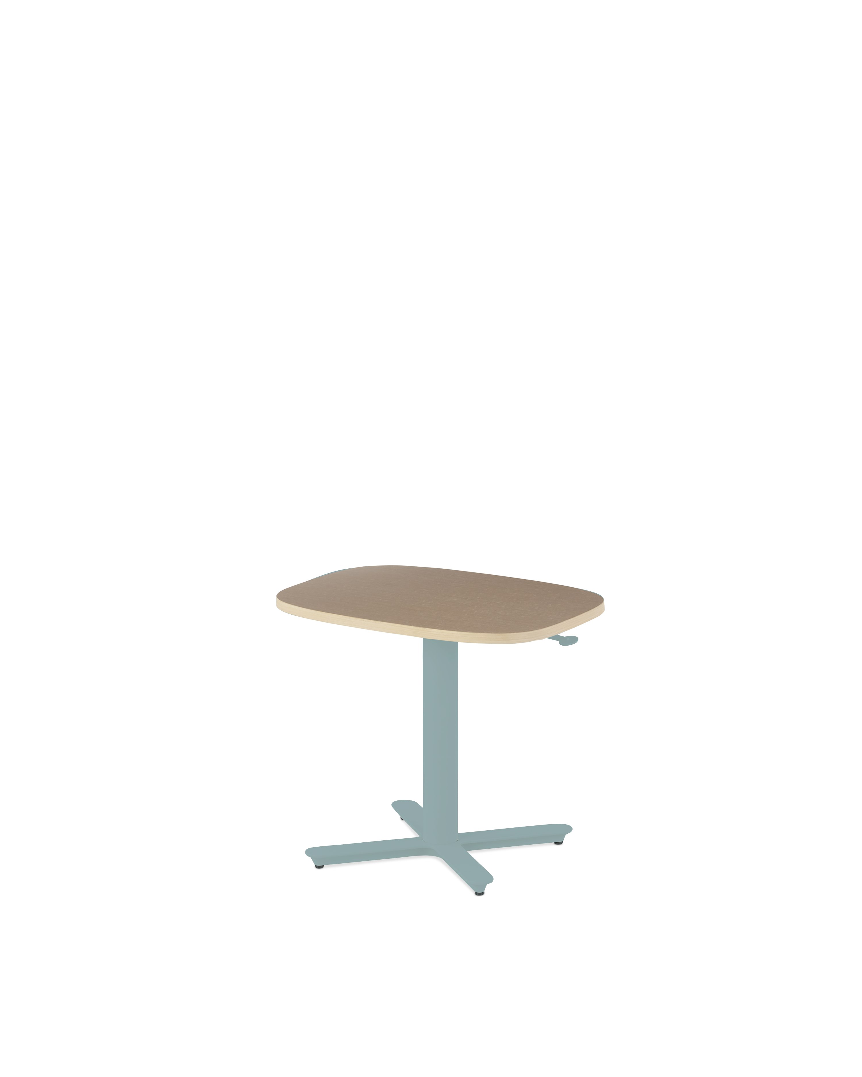 Small Passport Work table with ash top, light blue base and glides