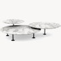 Grasshopper Triple-Top Coffee Table - Marble, Satin Arabescato, Black