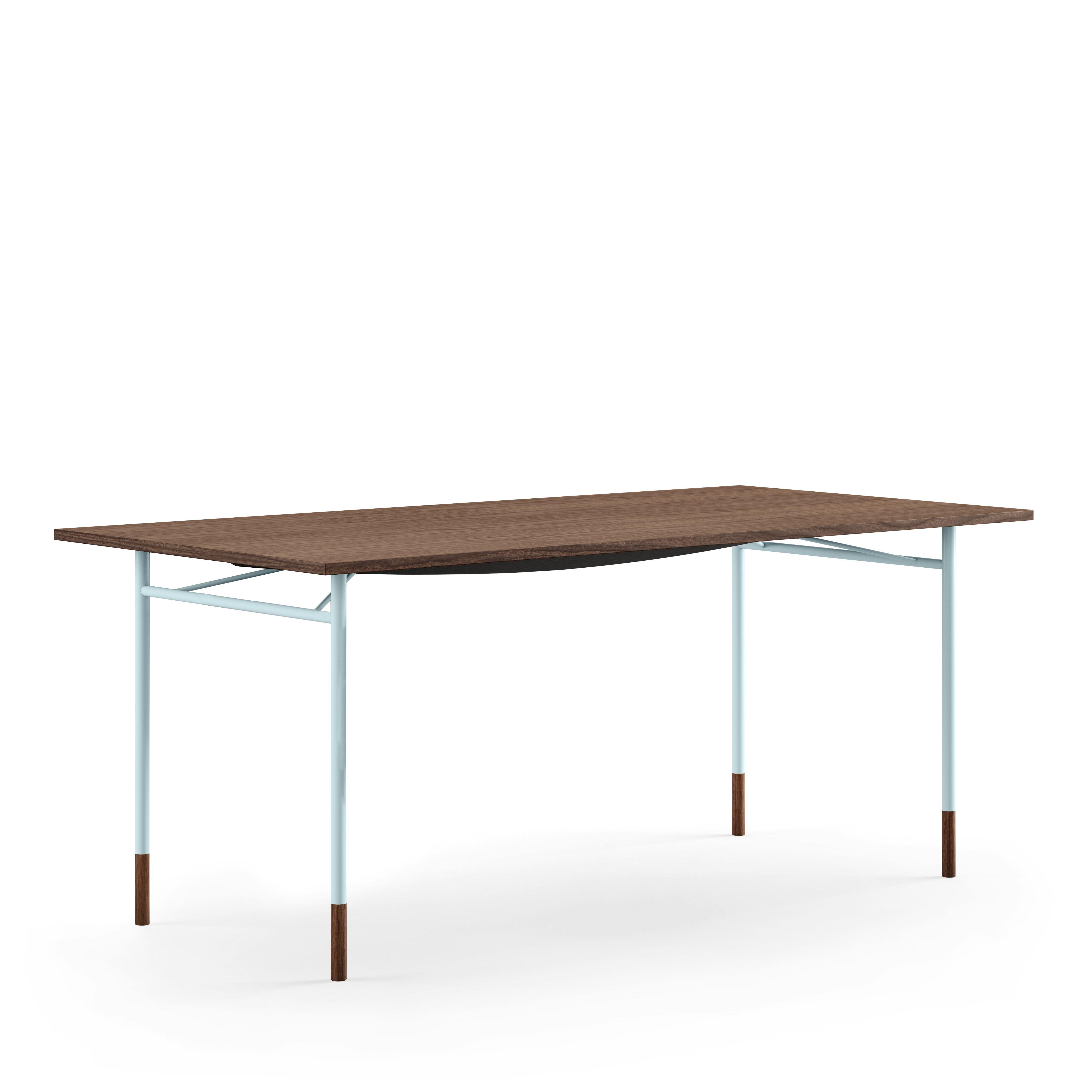 Nyhavn Desk - Walnut, Light Blue, Without Drawer