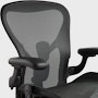 Black matte Aeron Chair on a white background with detailed front view of the front of the chair.