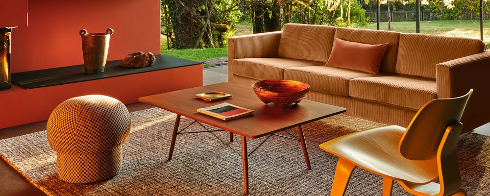 Lispenard Sofa in Maple corduroy with LCW and Eames Coffee Table