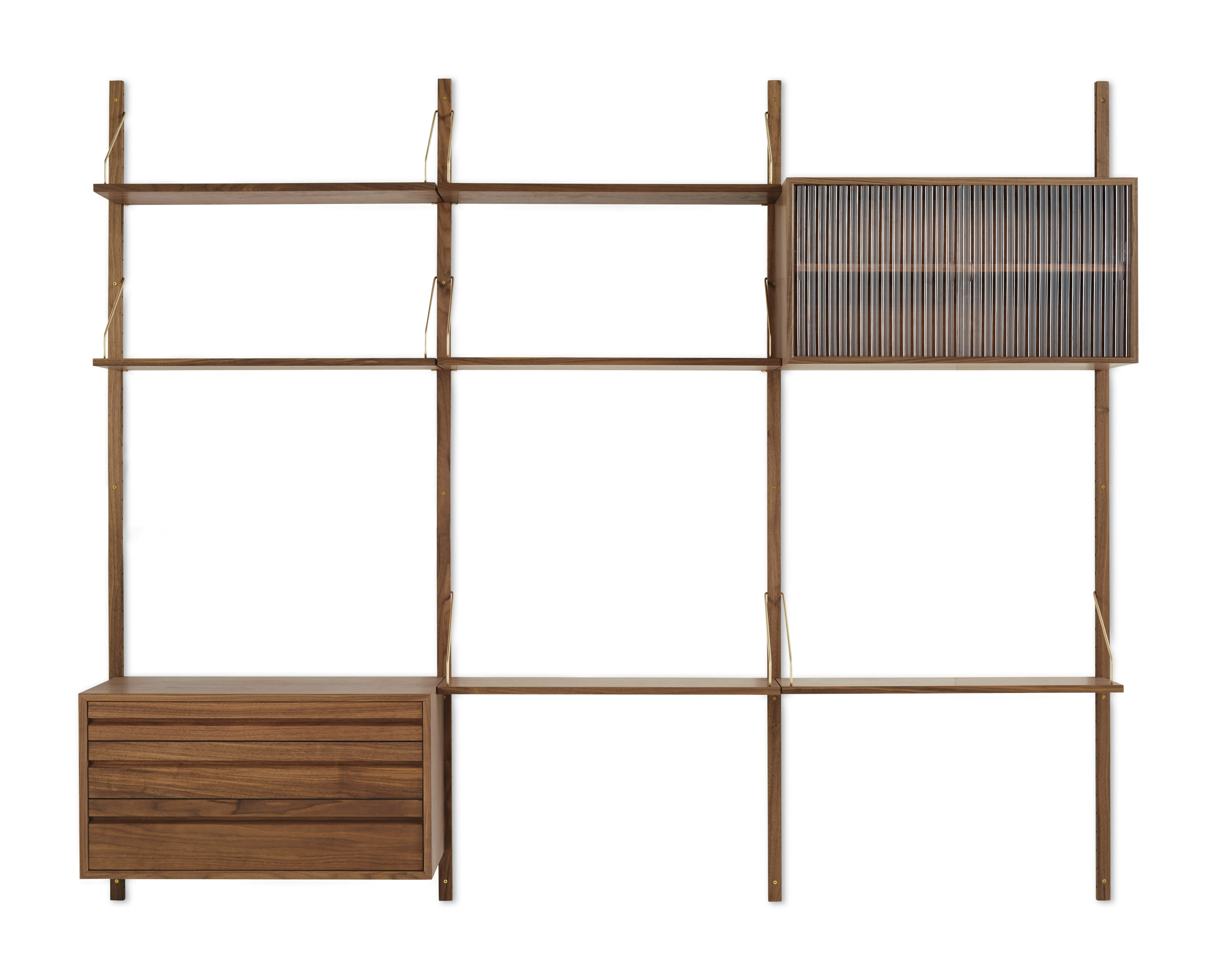 Royal System Shelving 3 Bay - Walnut,  Mixed Cabinet D