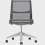 Front view of a Setu chair without arms in grey.