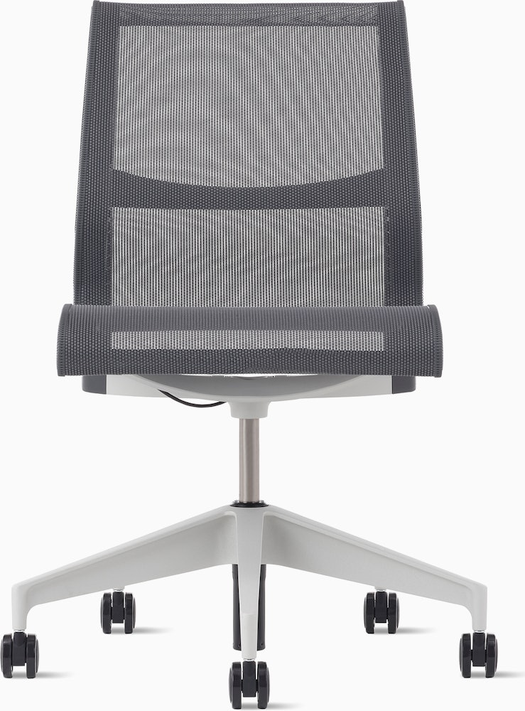 Front view of a Setu chair without arms in grey.