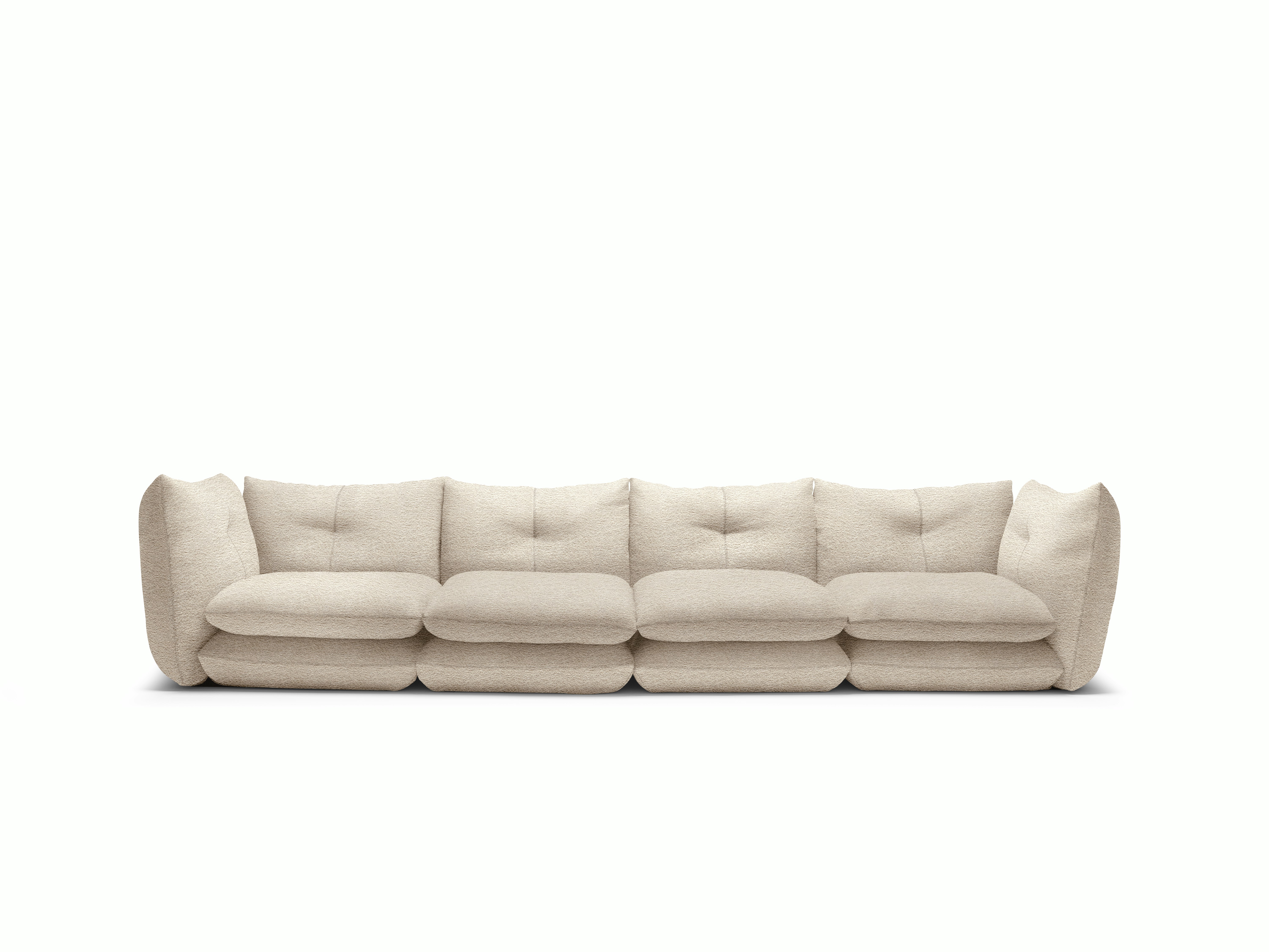 Pillo Sofa -  Four Seater,  Standard or Deep,  Curly ,  Ivory