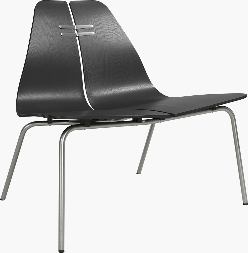 PK23 Lounge Chair -  Black, Brushed Stainless Steel