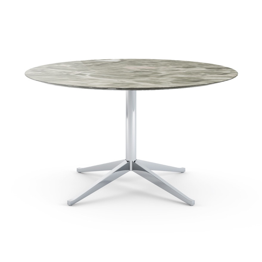 Florence Knoll Table Desk - Round, 54", Polished Grey, Polished Chrome