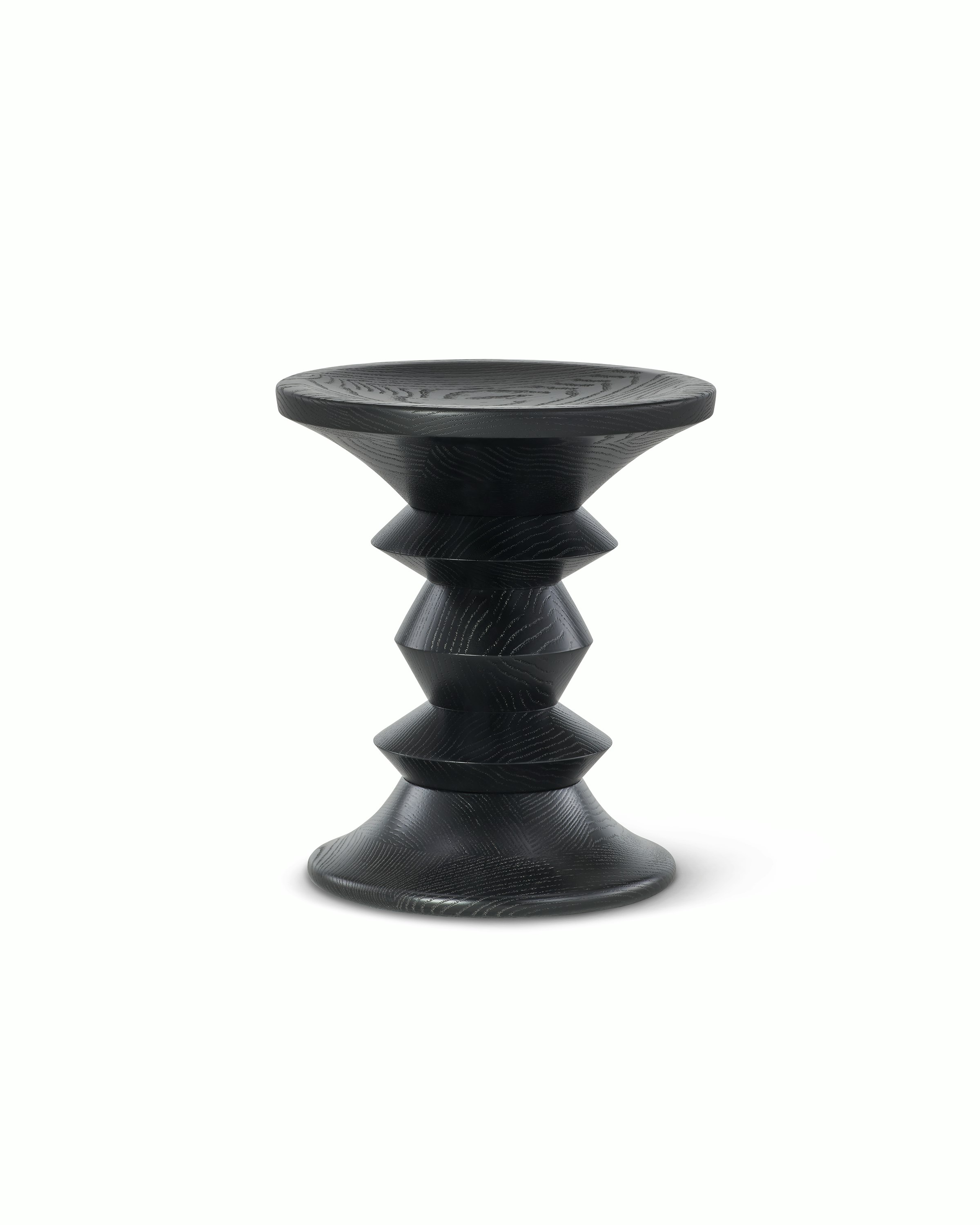 Eames Turned Stool in ebony ash Shape C.