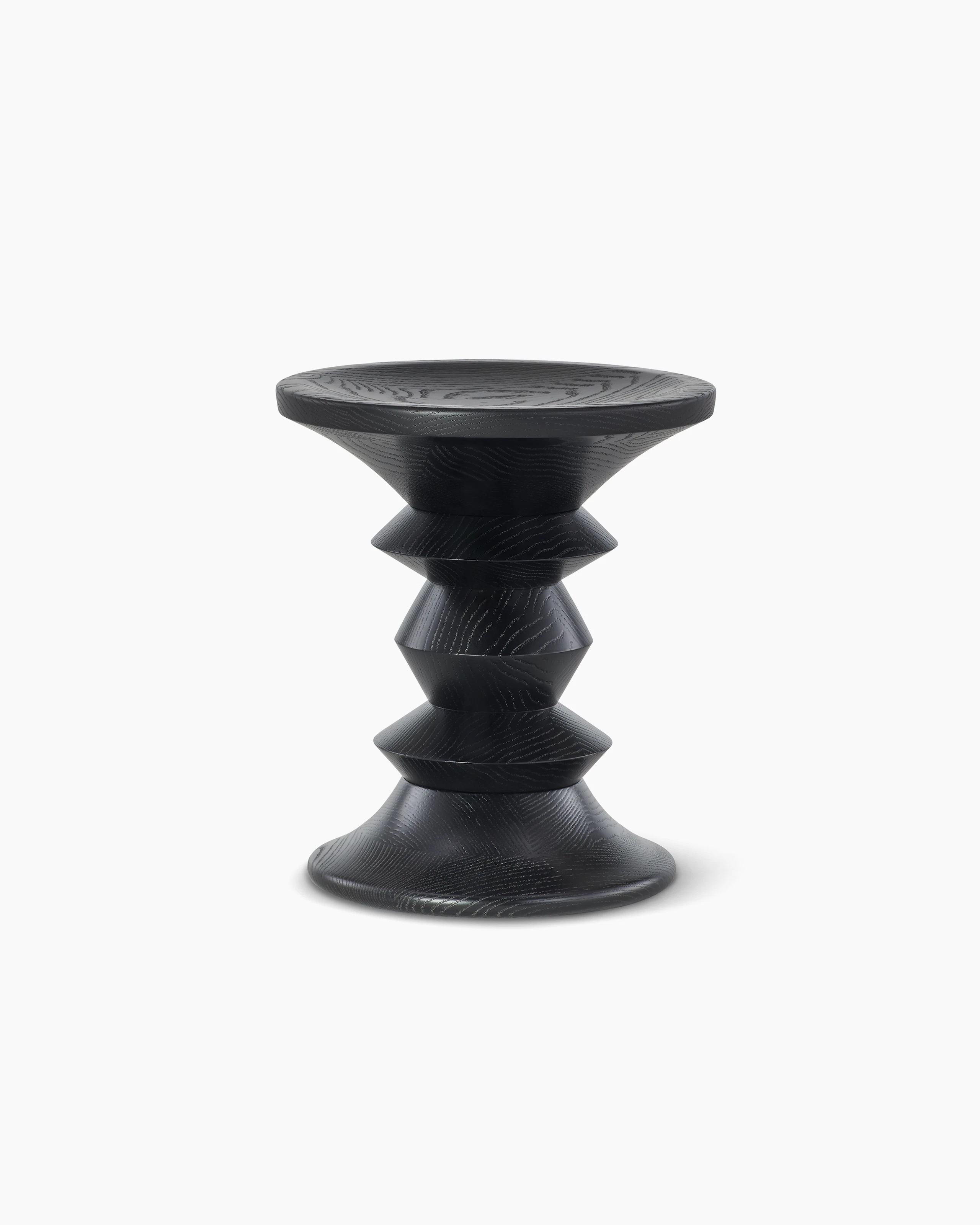 Eames Turned Stool in ebony ash Shape C.