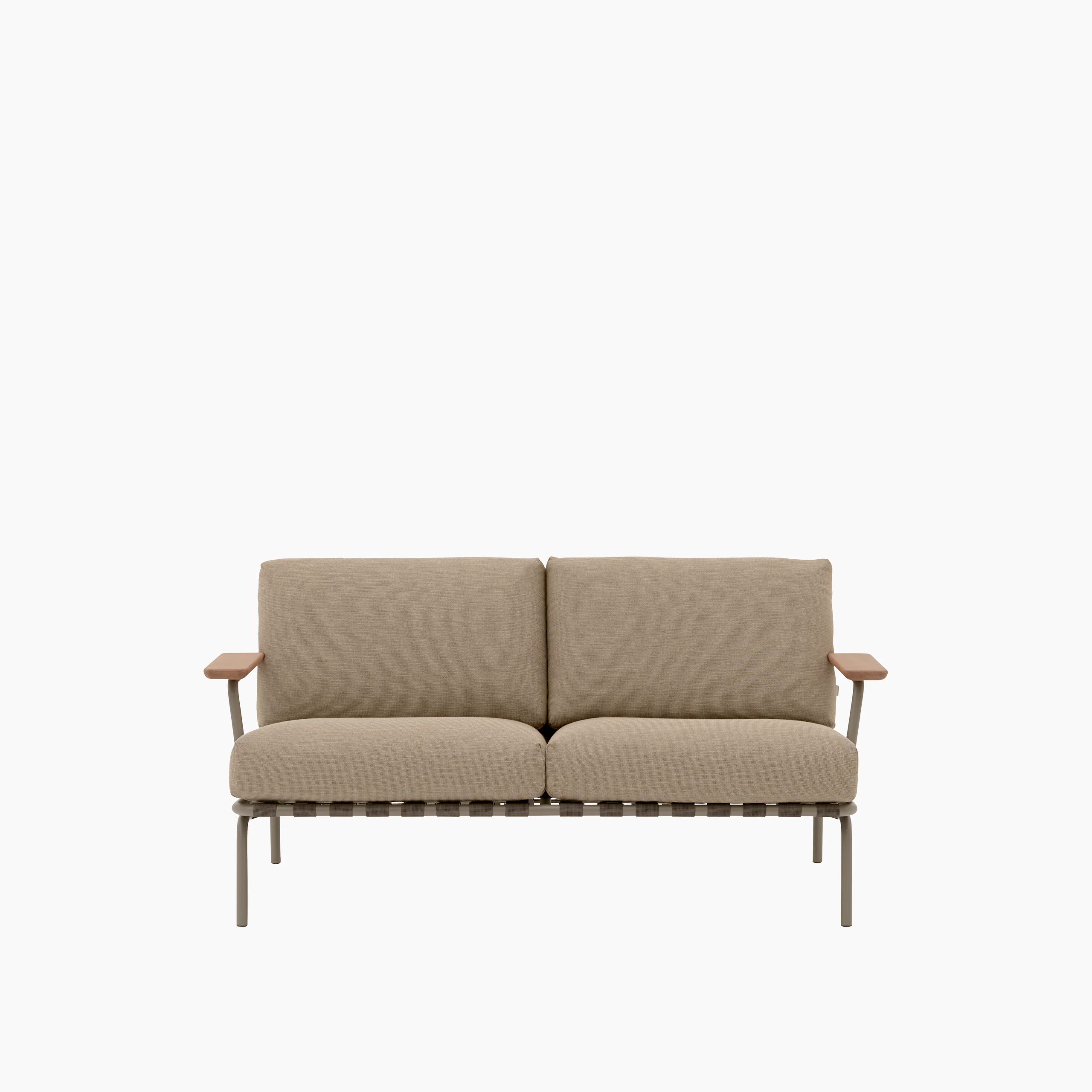 Settle Outdoor Sofa - Two Seater, Taupe, Ribbed Weave, Root