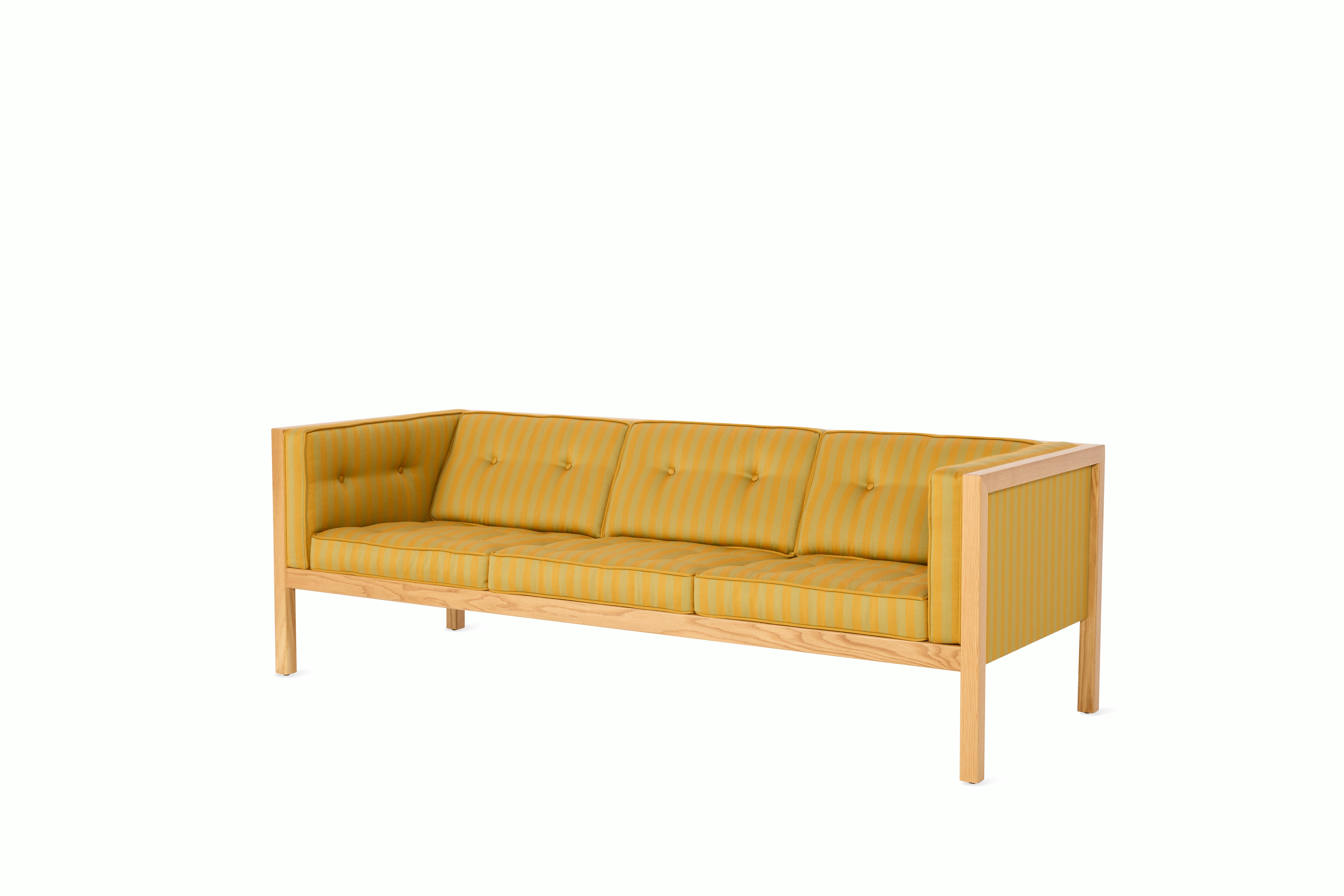 Cube Sofa - 80",  Toostripe,  Ochre Dark / Sienna,  Oak"