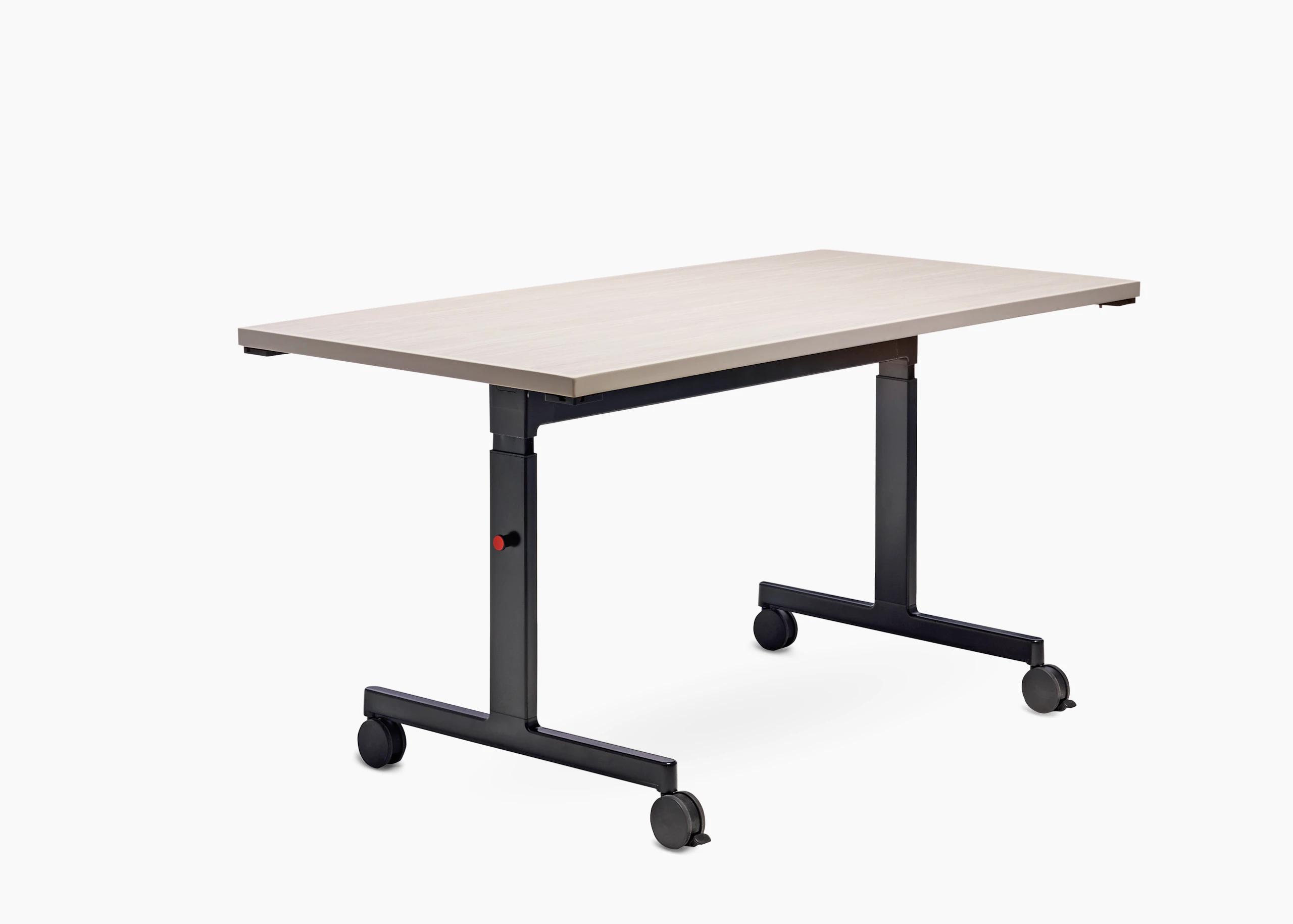 Pixel T-Leg Height Adjustable black leg whitened ash laminate top folkstone urethane edgeband