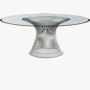 Platner Dining Table - 70", Glass, Clear, Polished Nickel