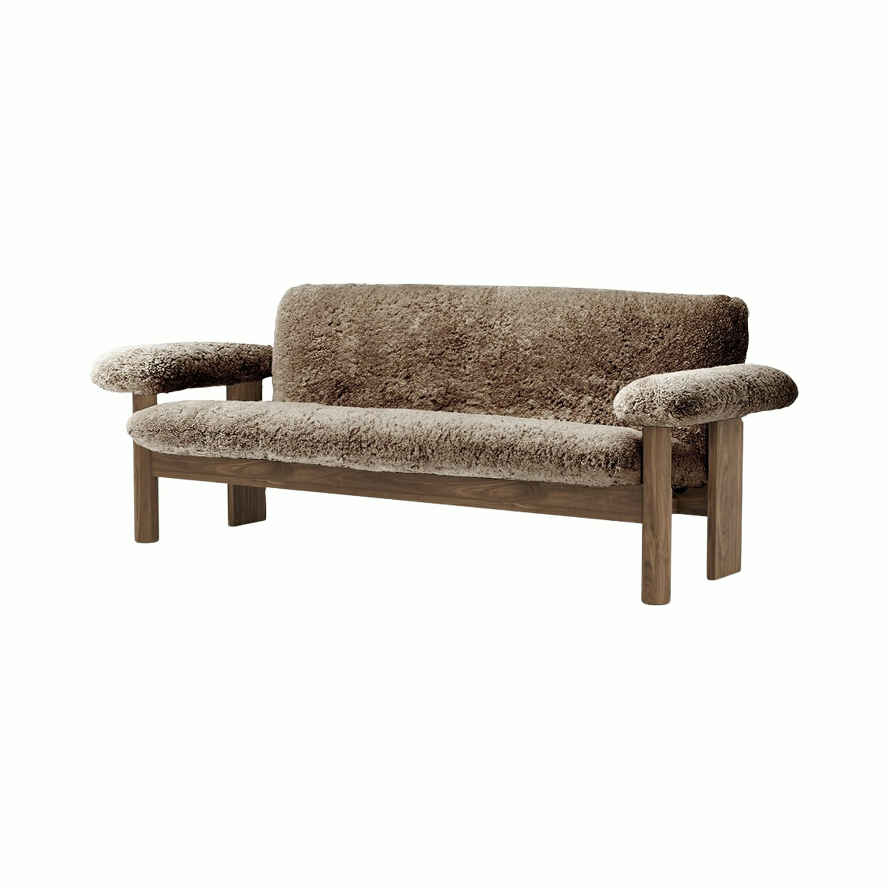 Brasilia Sofa - Walnut, Sheepskin, Sahara