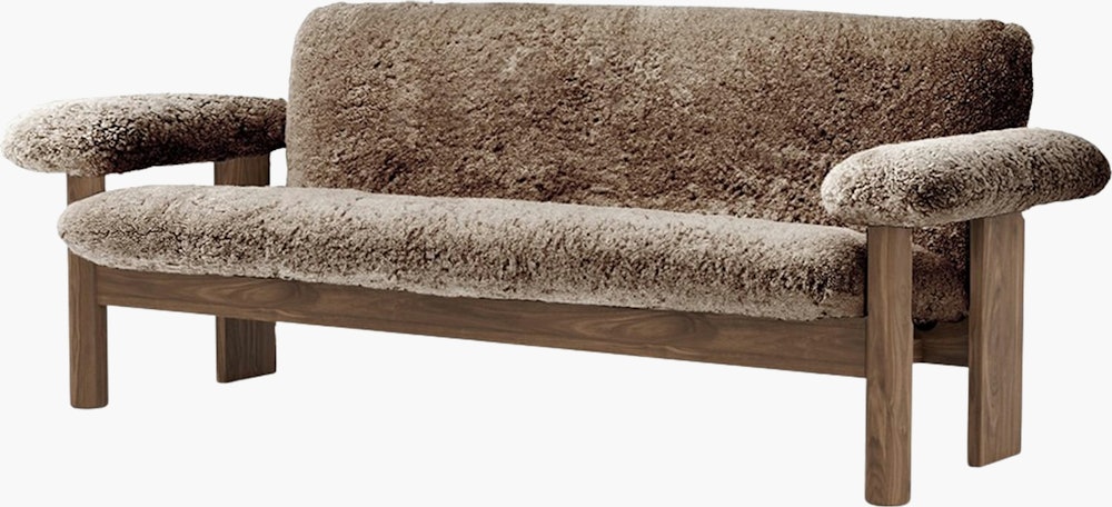 Brasilia Sofa - Walnut, Sheepskin, Sahara