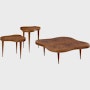 Rohde Paldao coffee and side table in walnut burl front view