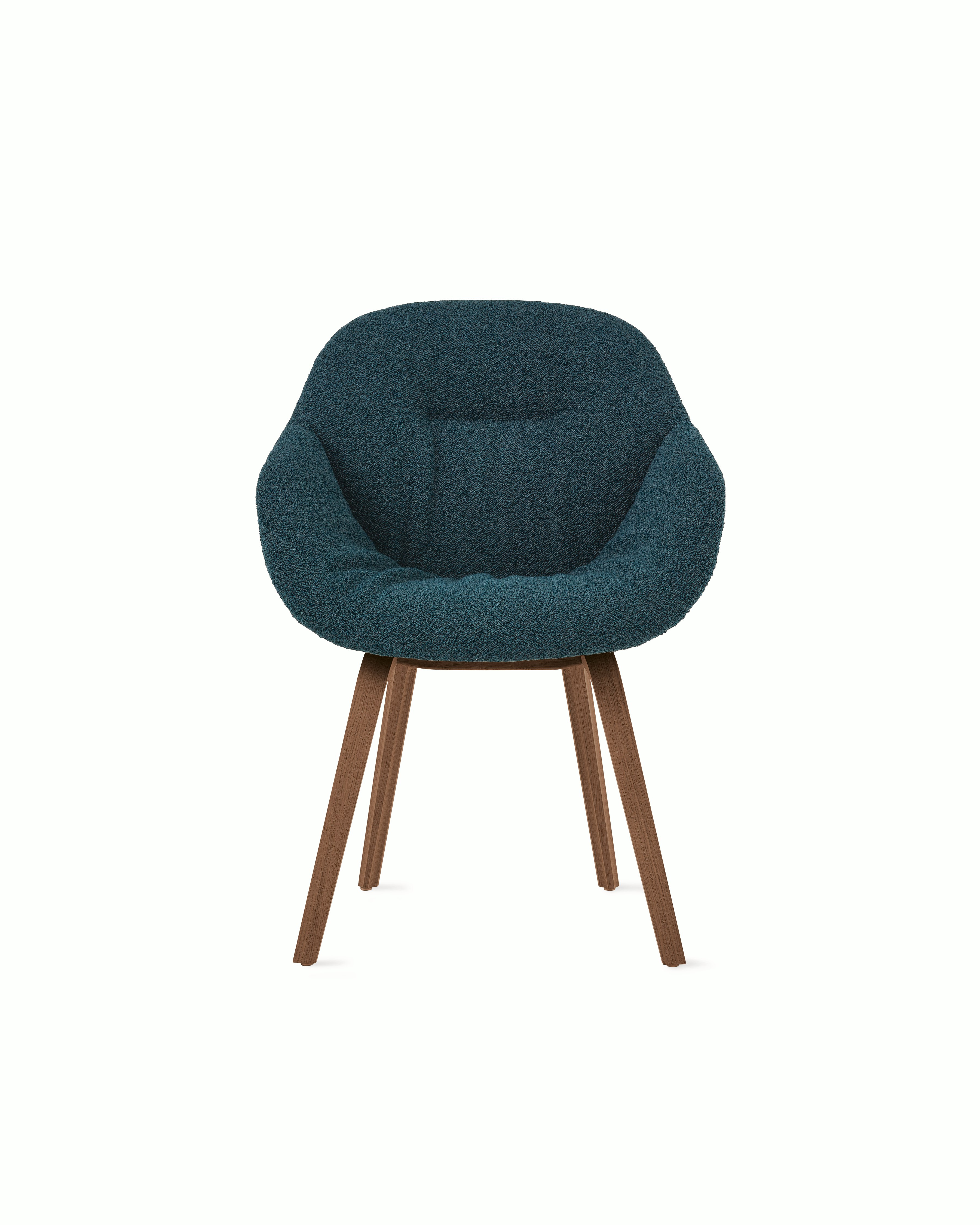 A front view of the  AAC 123 Soft Mono About A Chair Upholstered Armchair with a wood base.